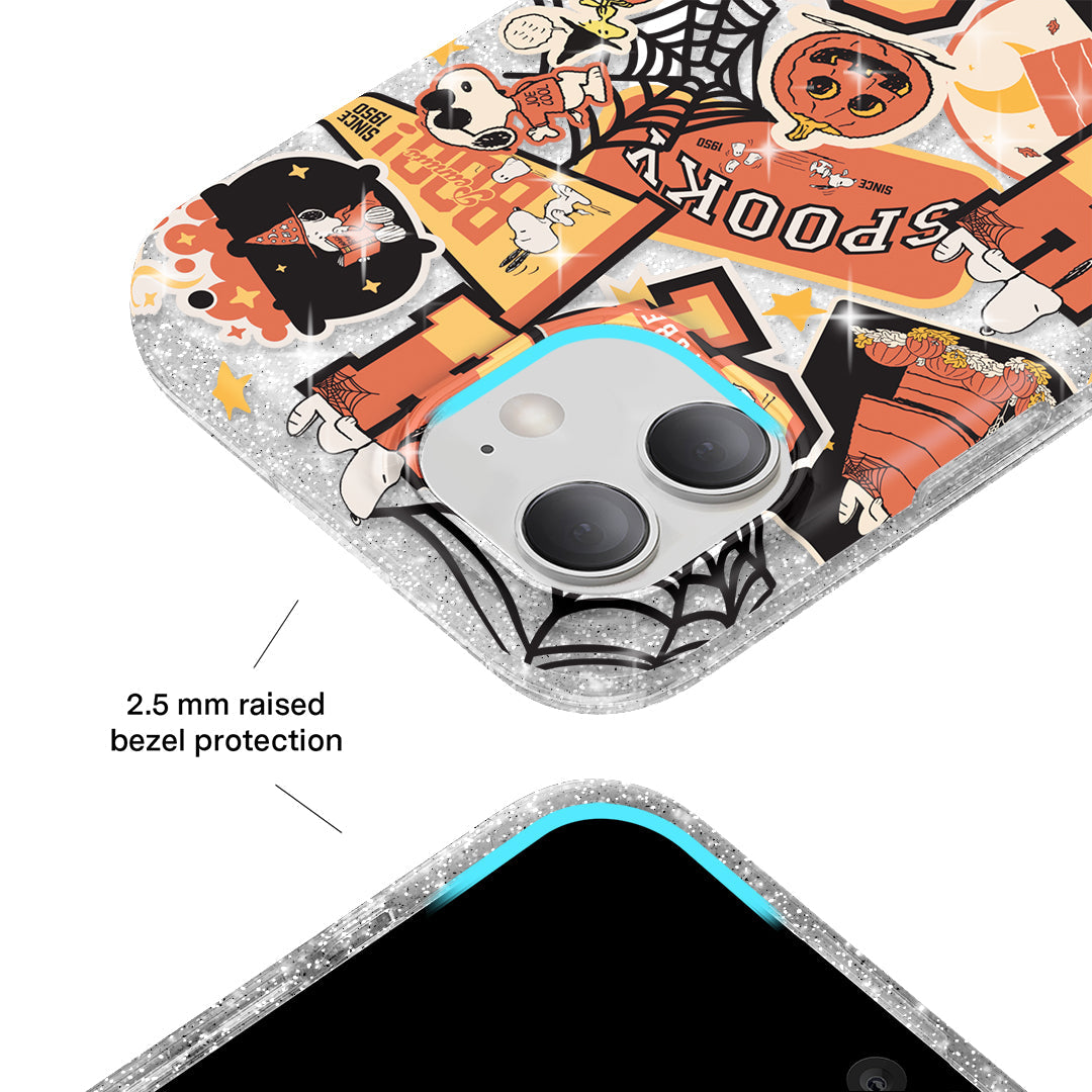 Snoopy Halloween Varsity Glitter iPhone Case