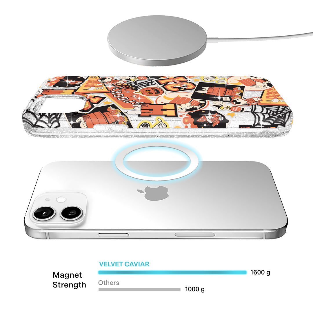 Snoopy Halloween Varsity Glitter iPhone Case