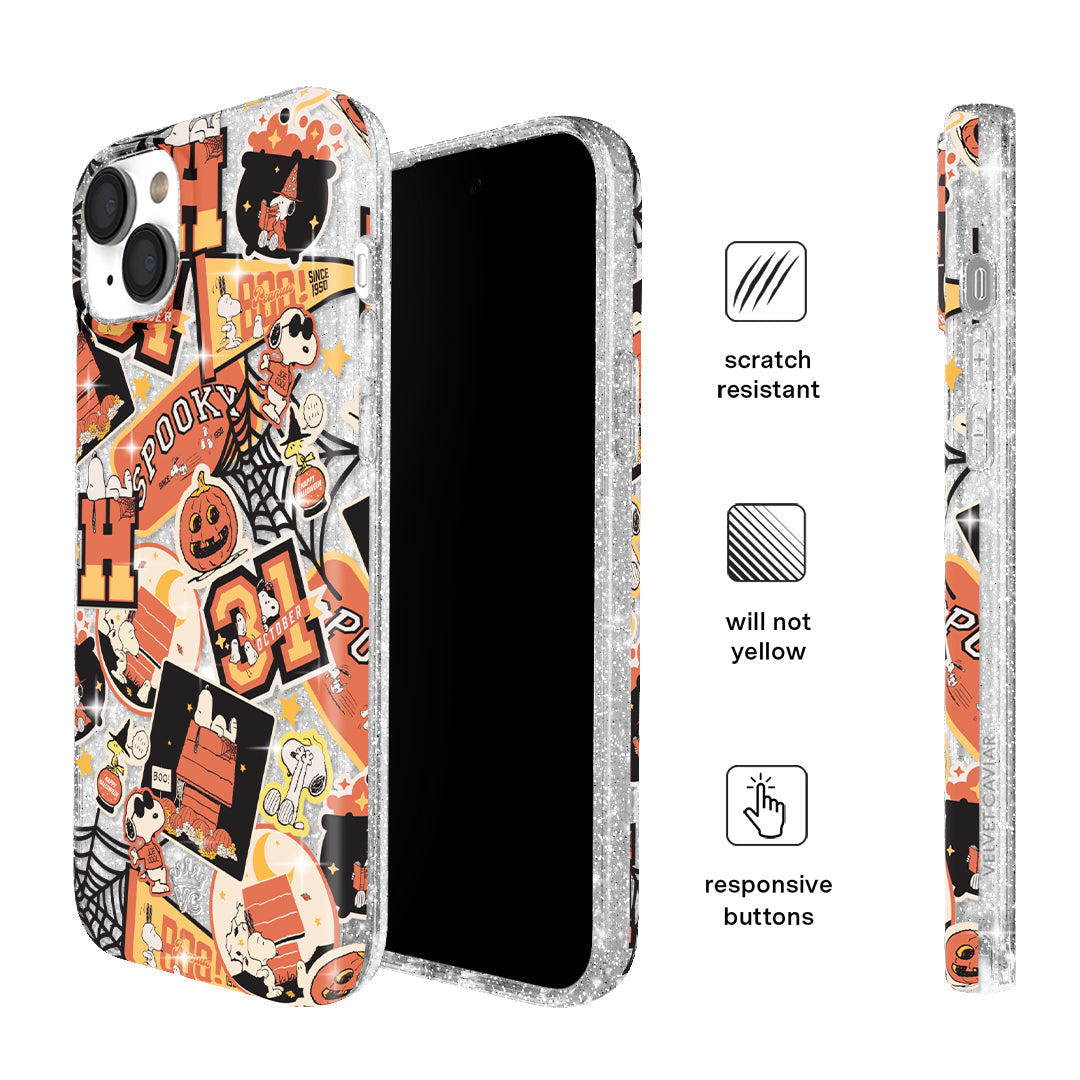 Snoopy Halloween Varsity Glitter iPhone Case