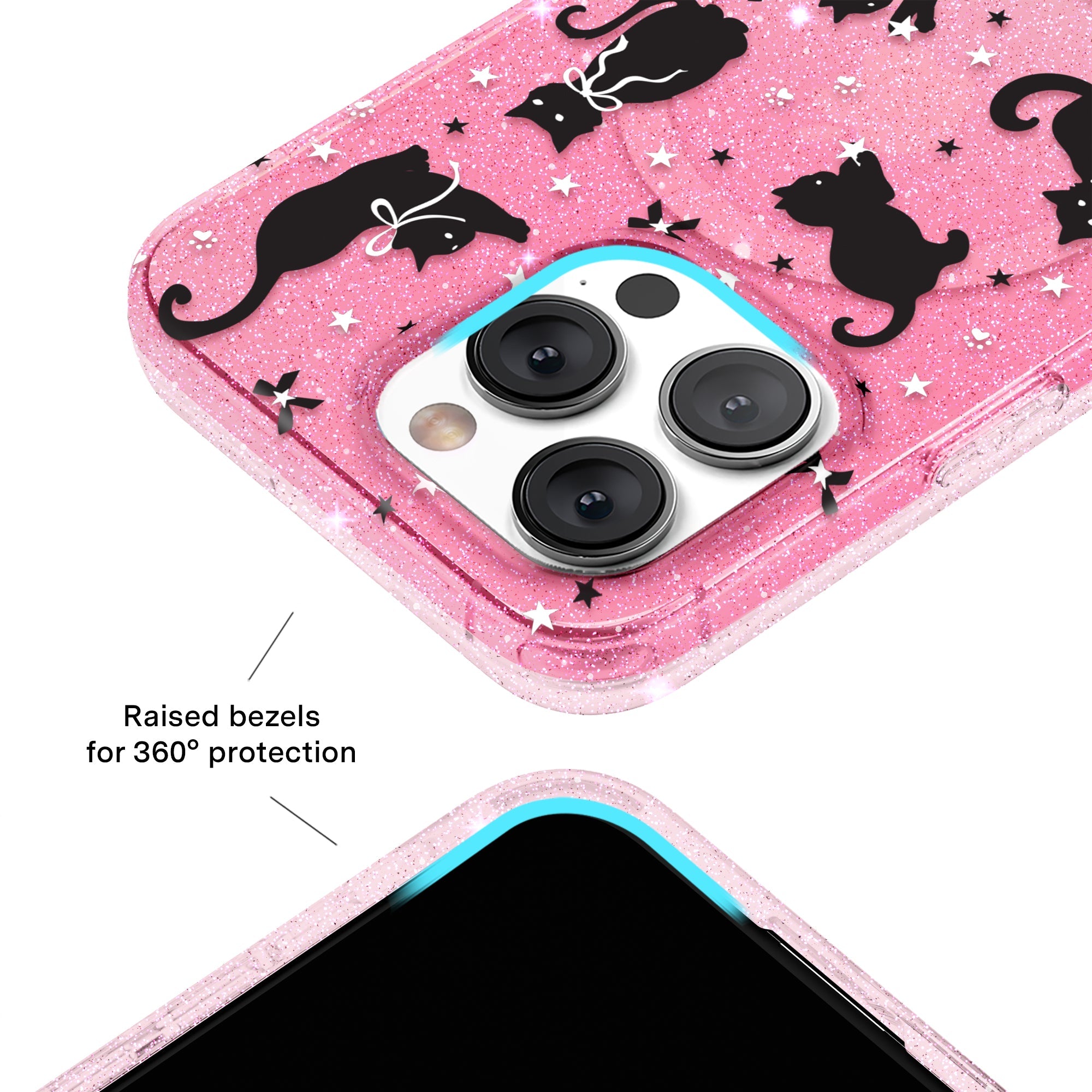 Lucky Kittens Glitter iPhone Case