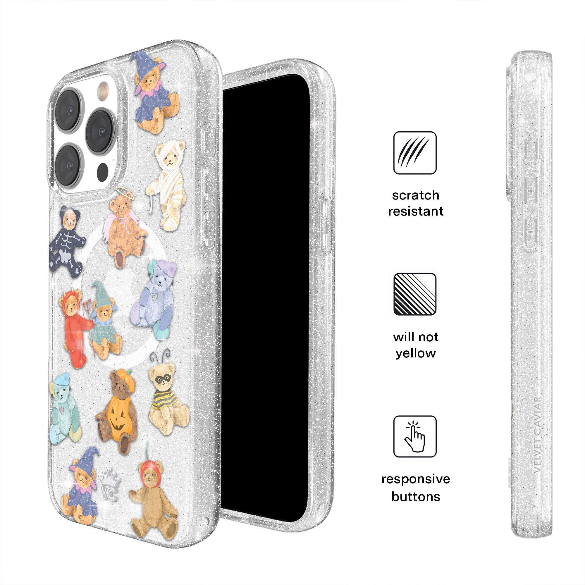 Teddy Scare Glitter iPhone Case