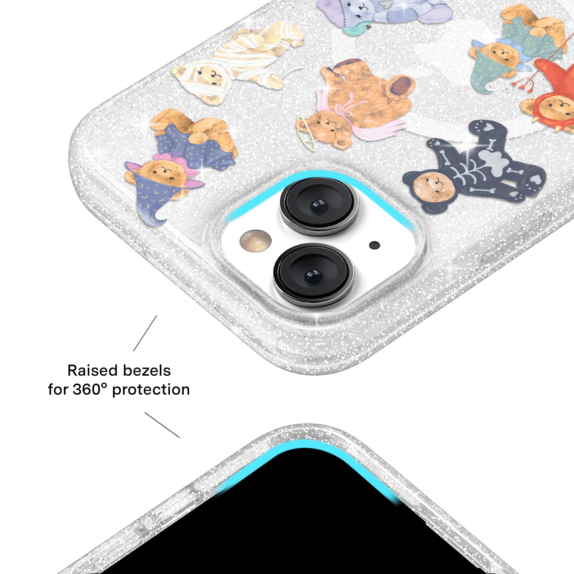 Teddy Scare Glitter iPhone Case