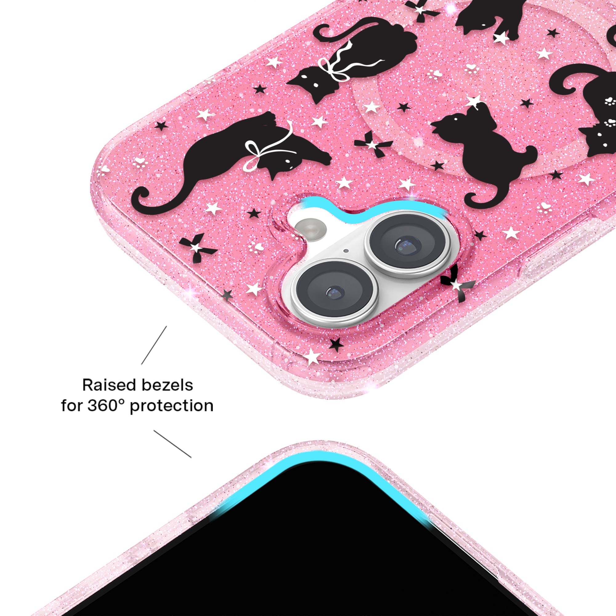 Lucky Kittens Glitter iPhone Case