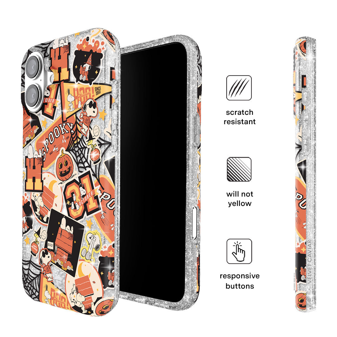 Snoopy Halloween Varsity Glitter iPhone Case