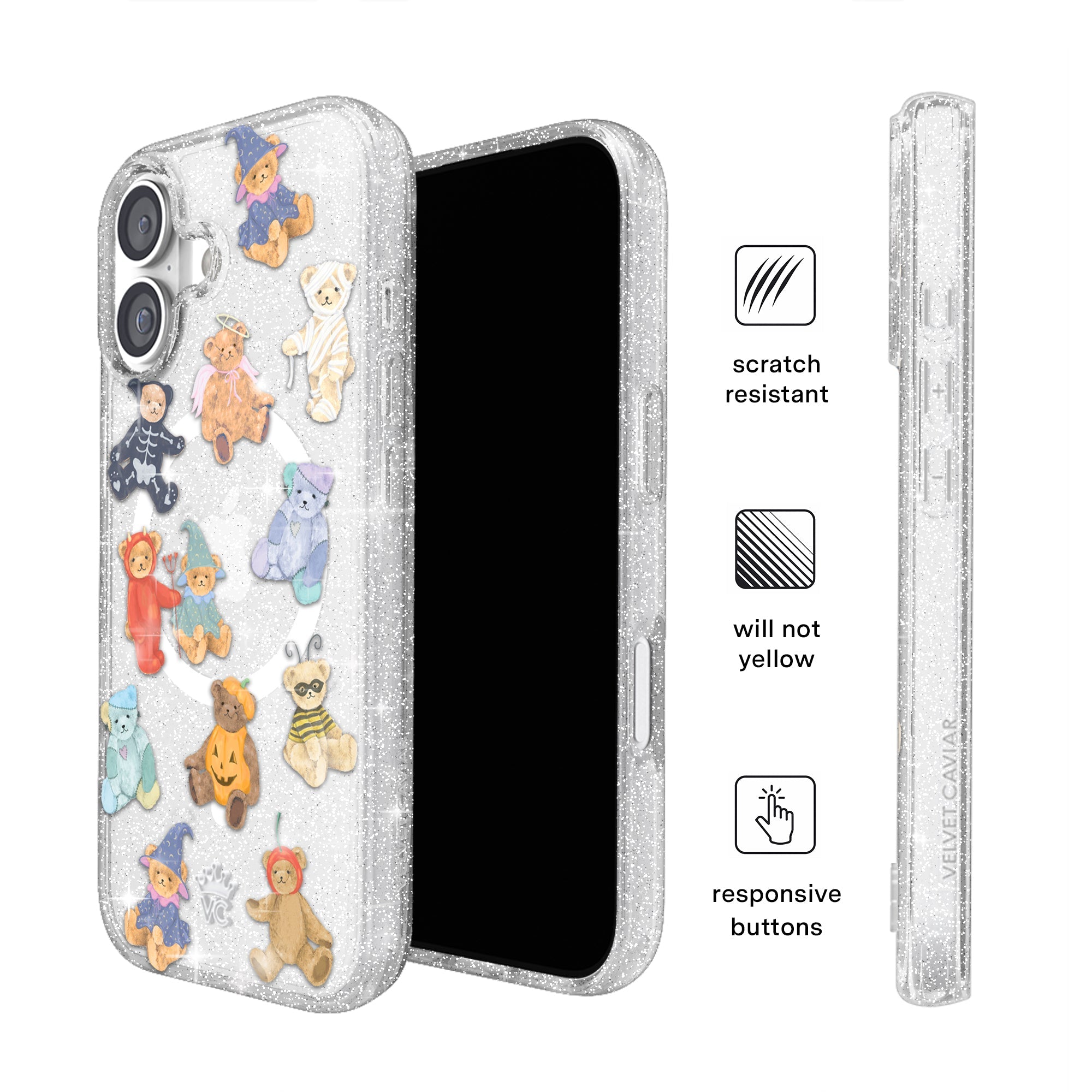 Teddy Scare Glitter iPhone Case