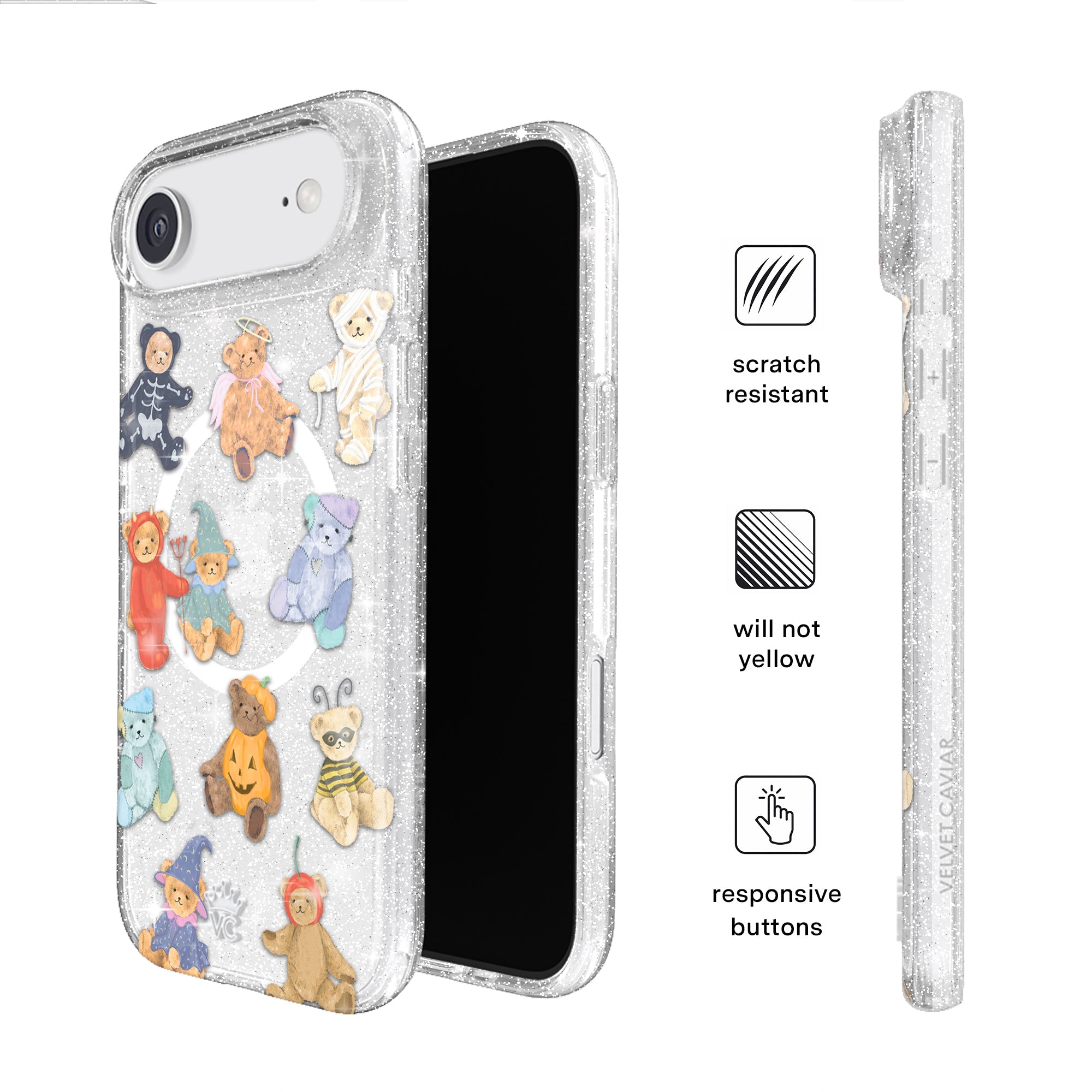 Teddy Scare Glitter iPhone Case