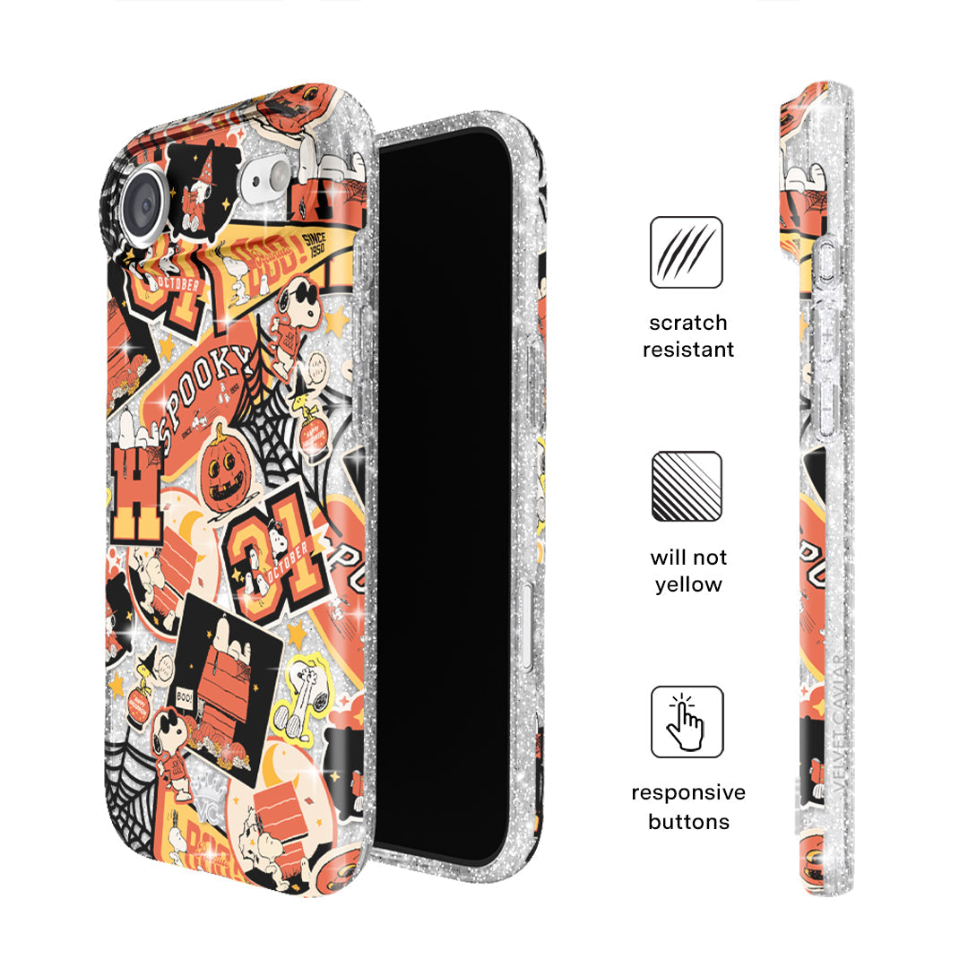 Snoopy Halloween Varsity Glitter iPhone Case