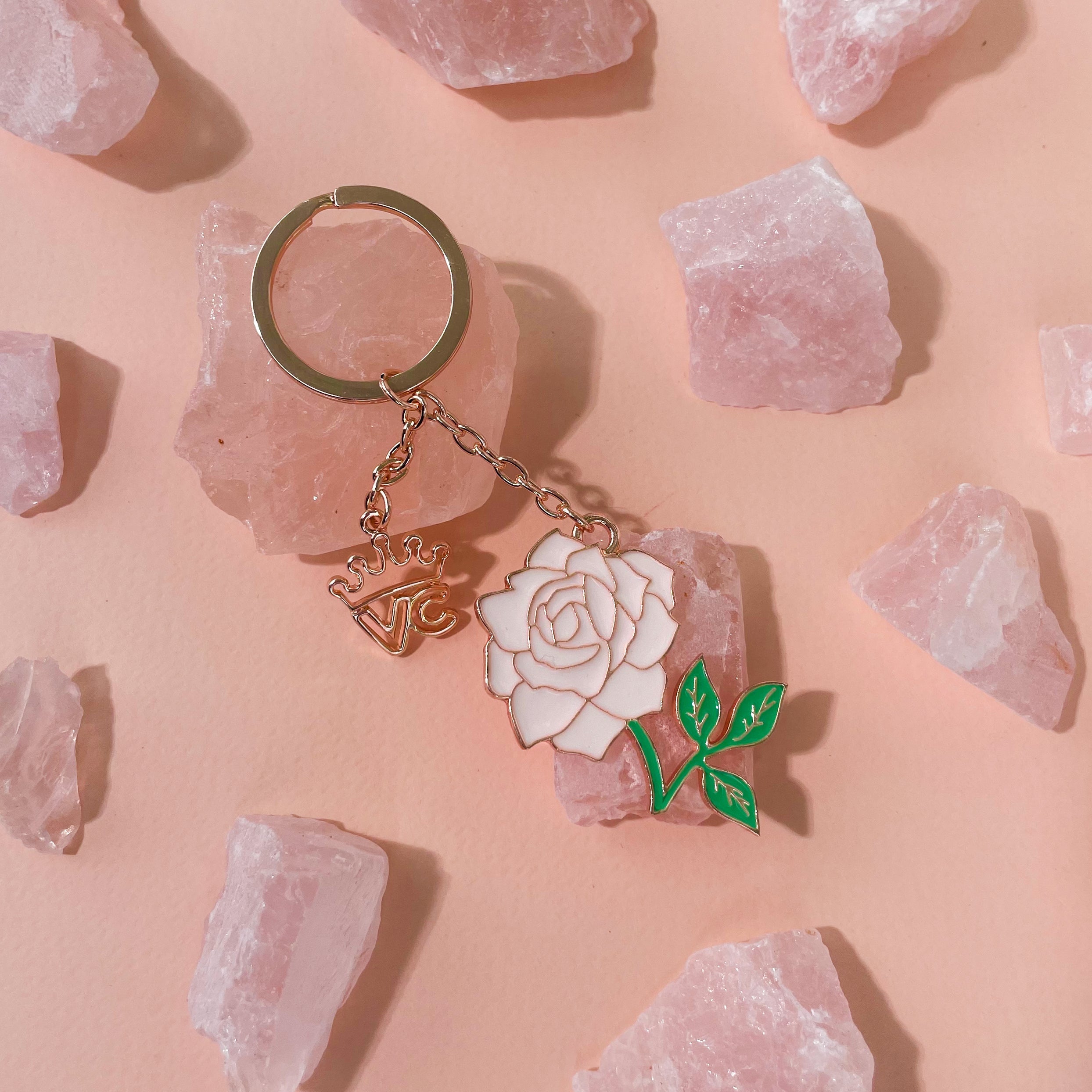 White Rose Keychain