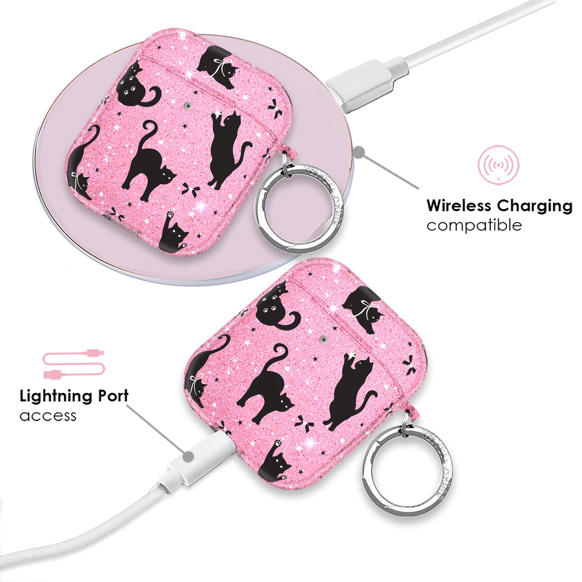 Lucky Kittens Glitter AirPod Case