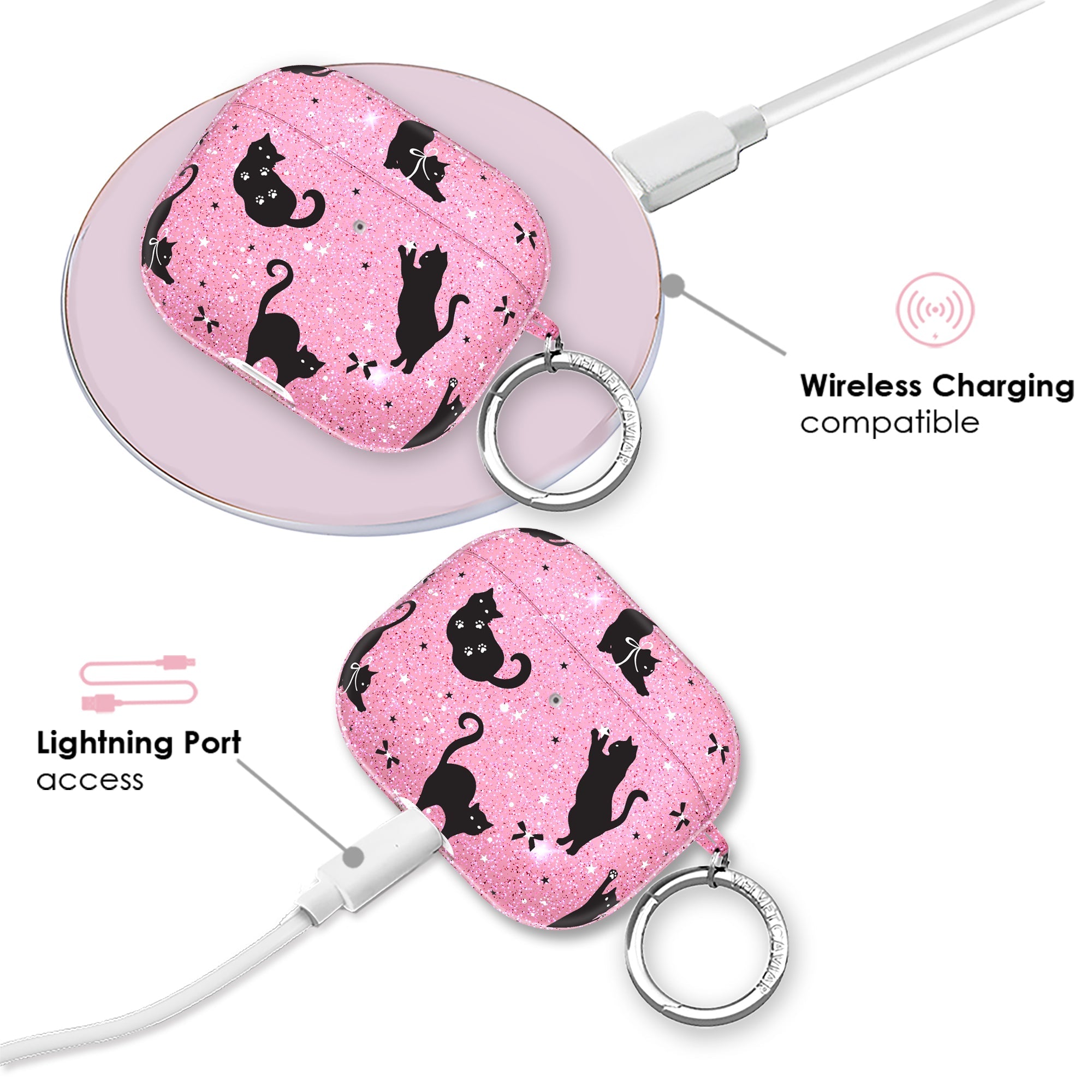 Lucky Kittens Glitter AirPod Case