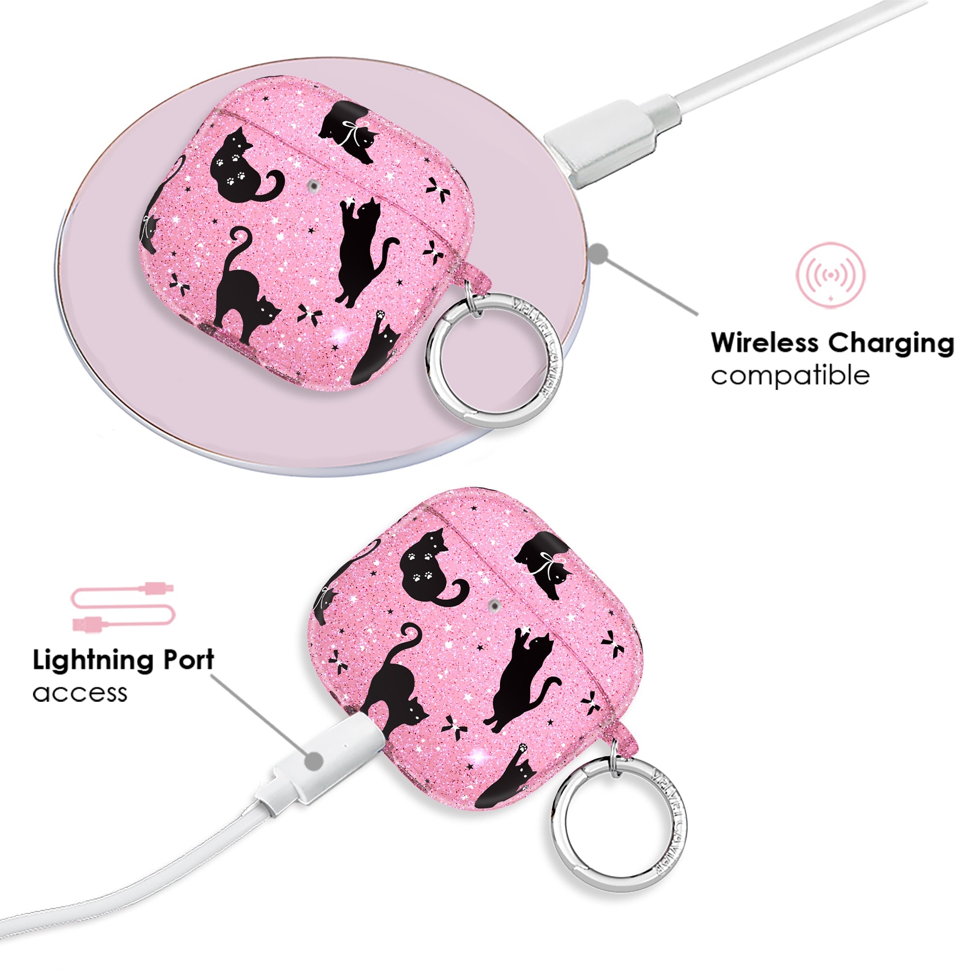 Lucky Kittens Glitter AirPod Case