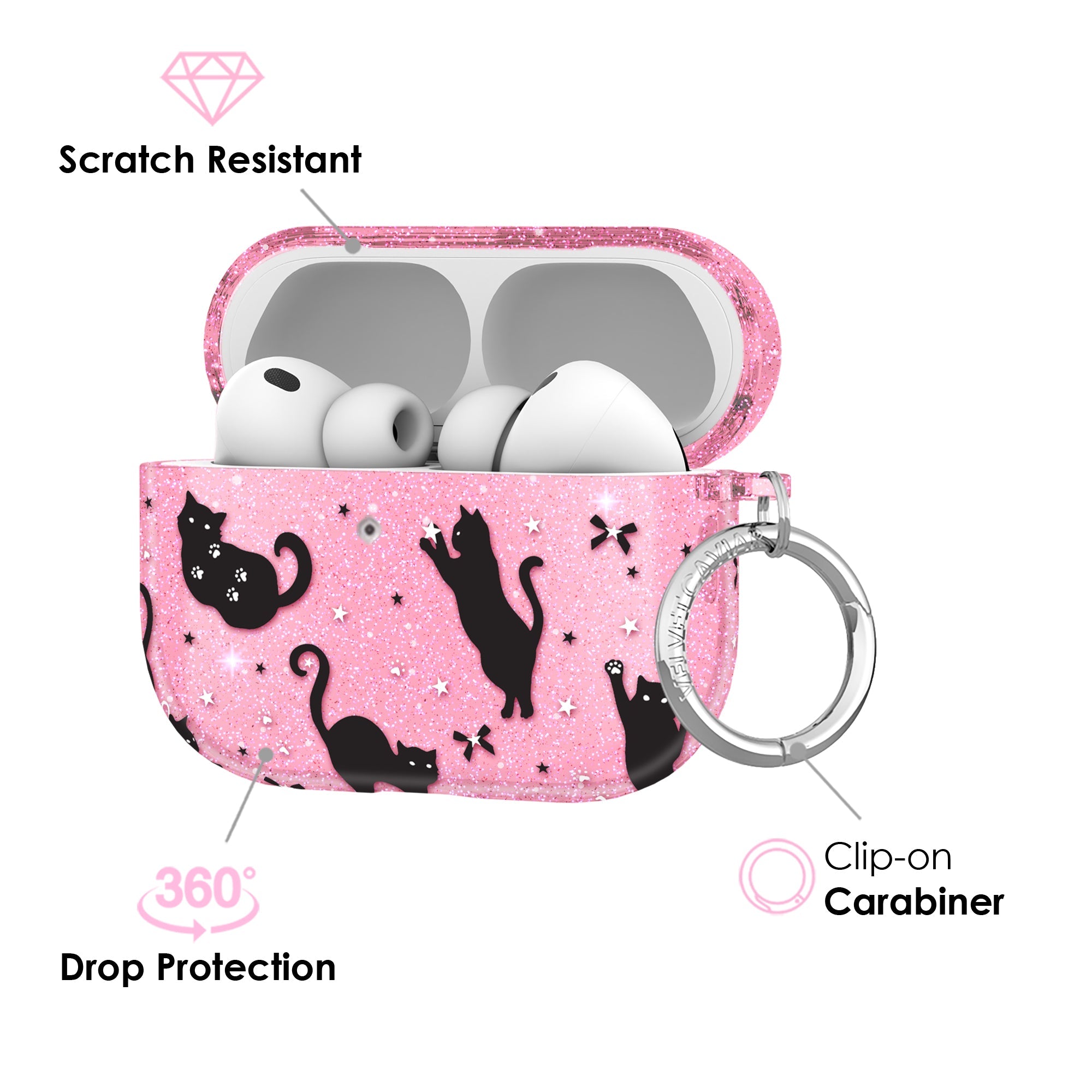 Lucky Kittens Glitter AirPod Case