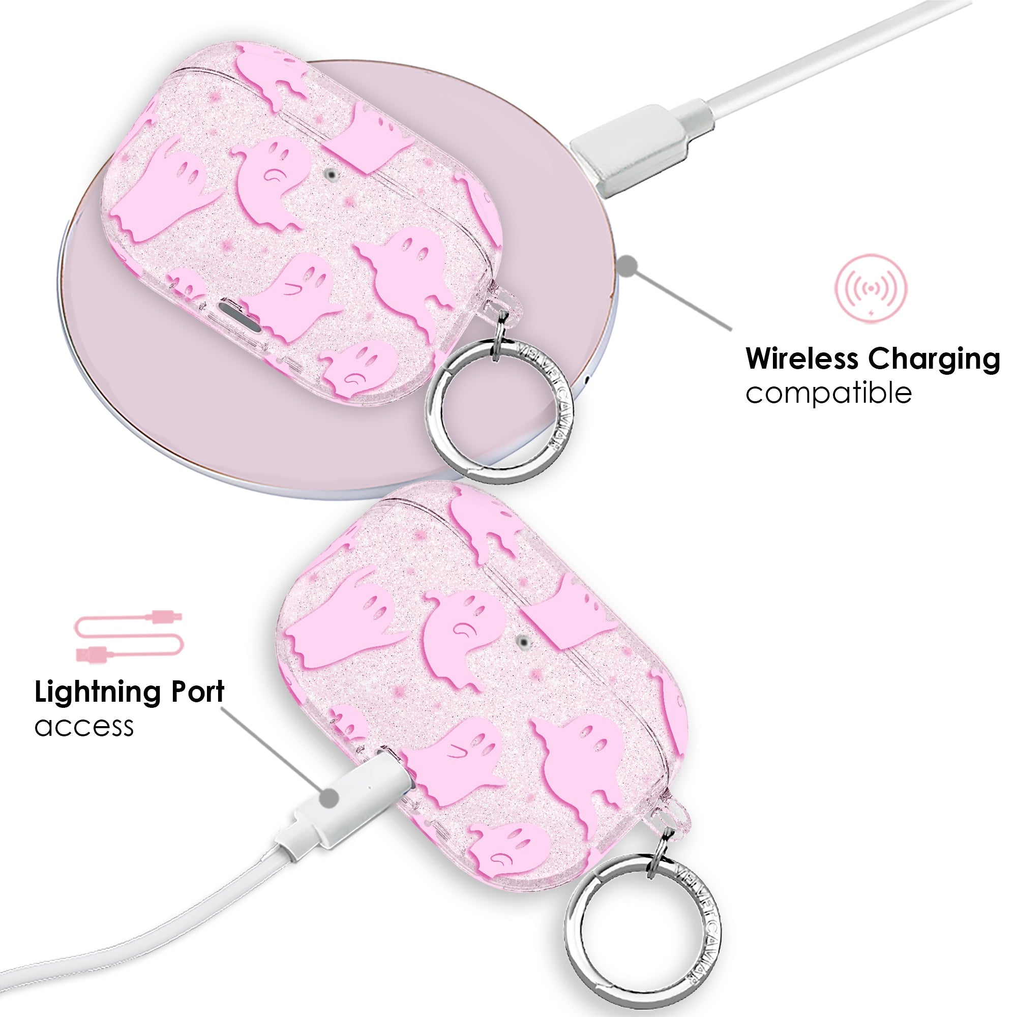 Ghosted Pink Glitter AirPod Case