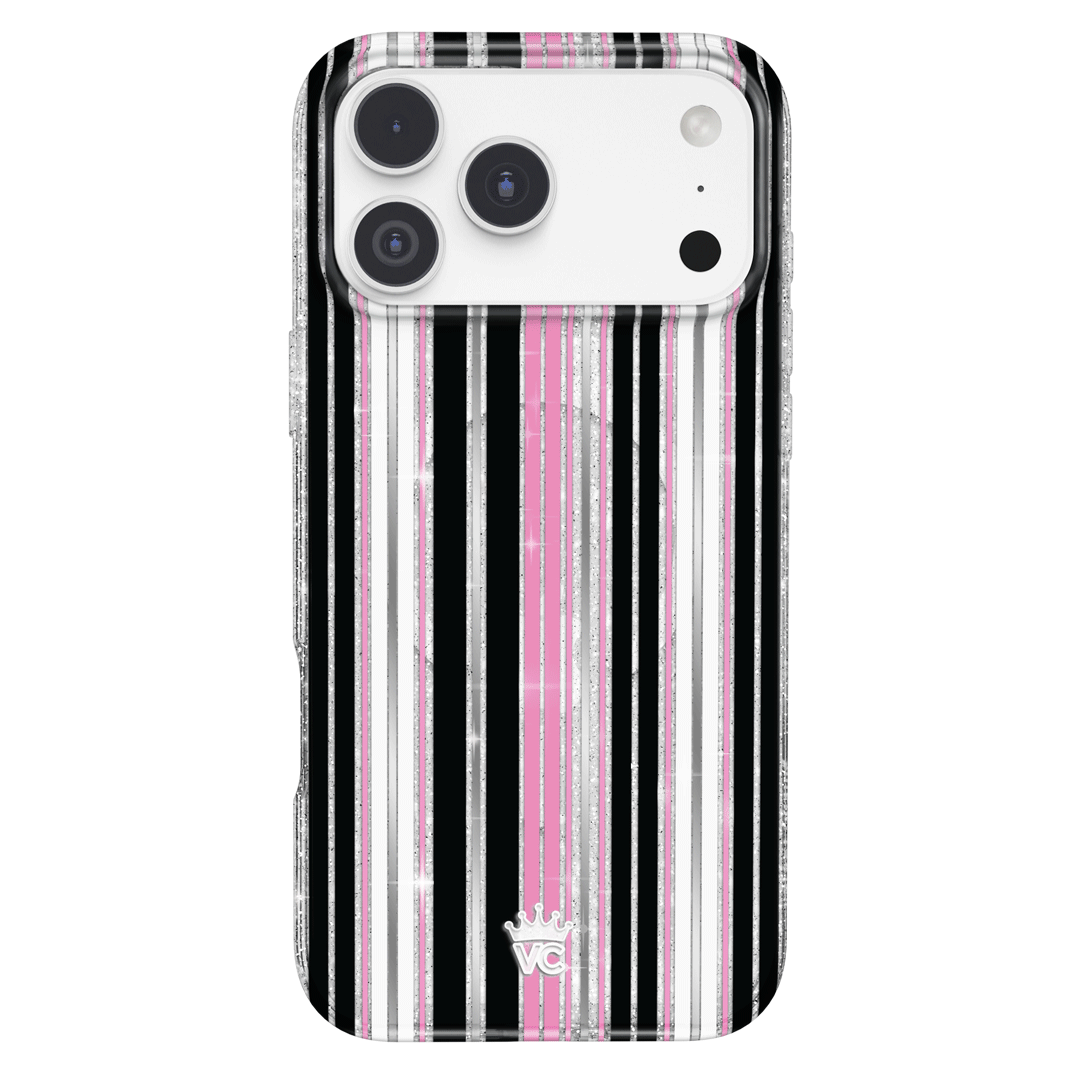 Pretty Punk Stripes Glitter iPhone Case