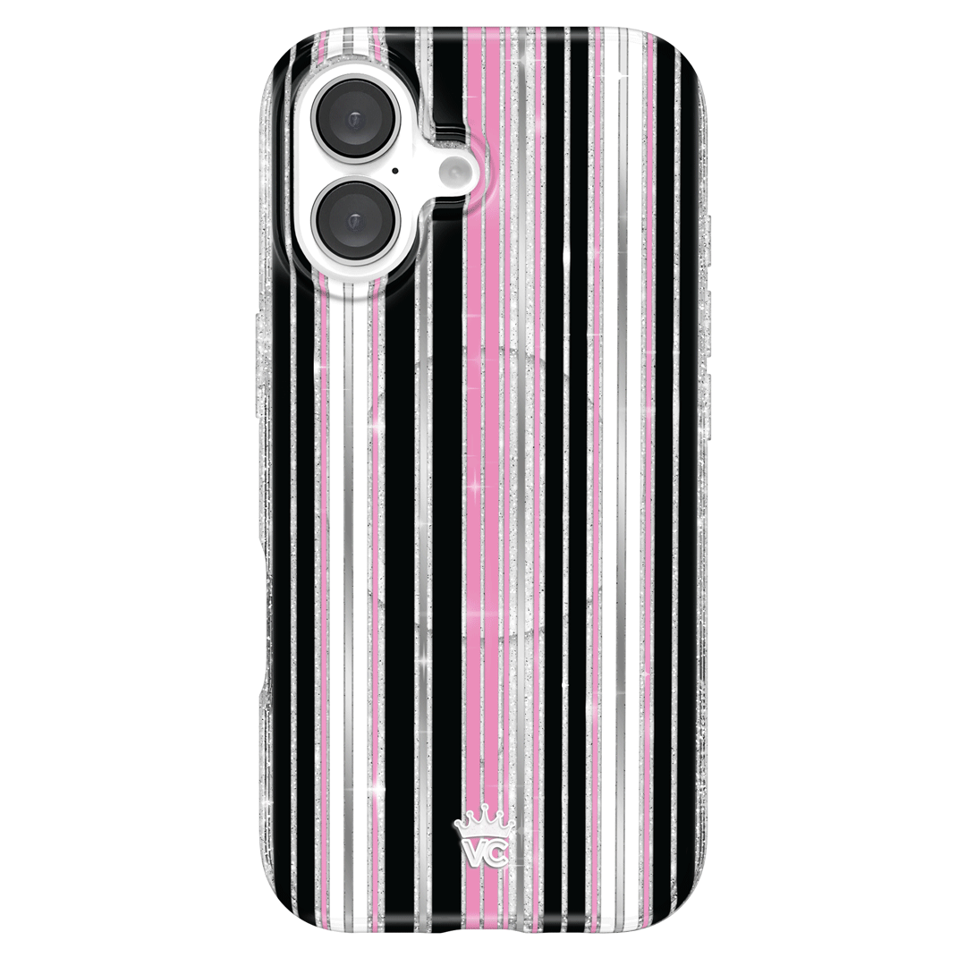 Pretty Punk Stripes Glitter iPhone Case
