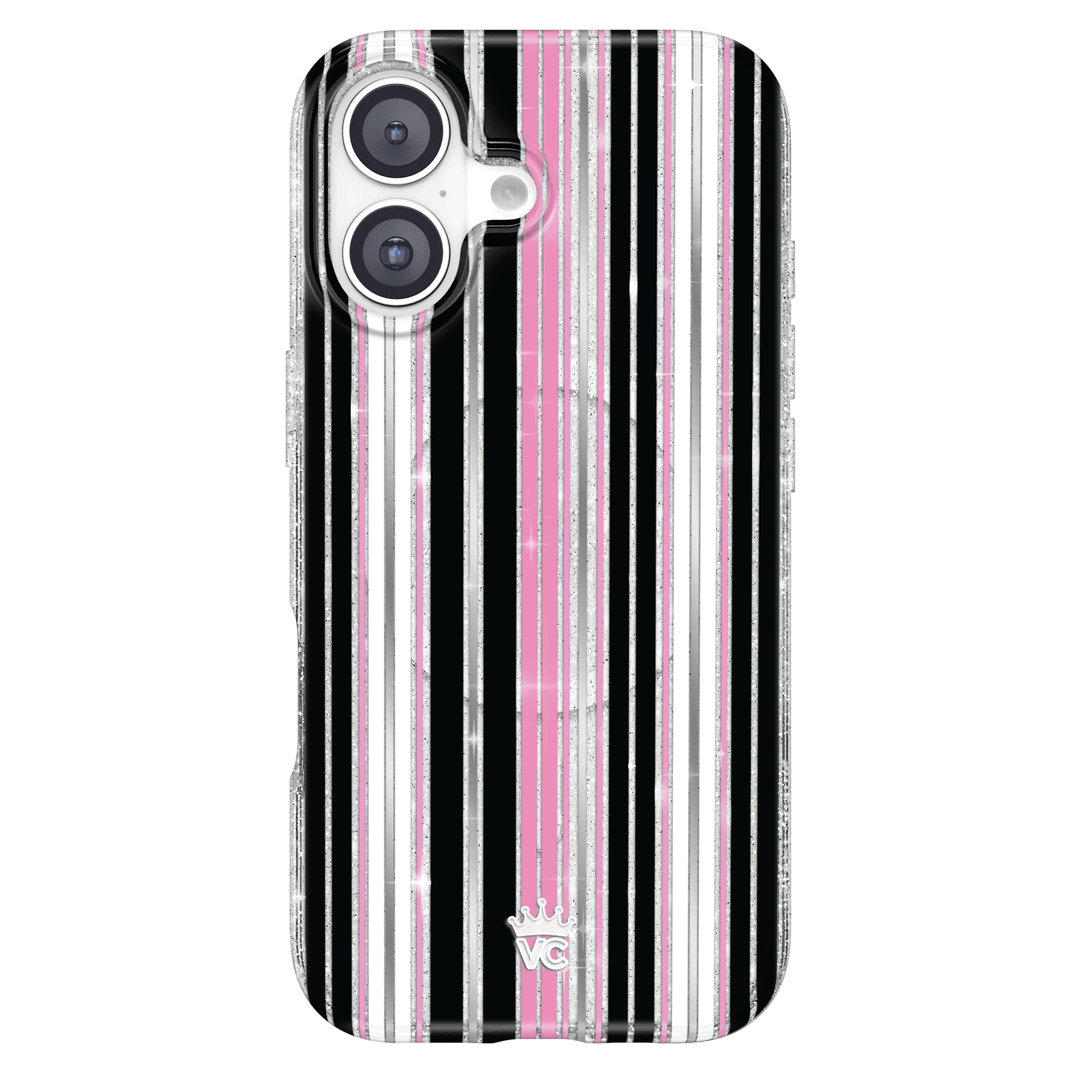 Pretty Punk Stripes Glitter iPhone Case