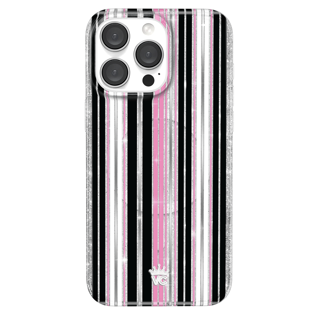 Pretty Punk Stripes Glitter iPhone Case