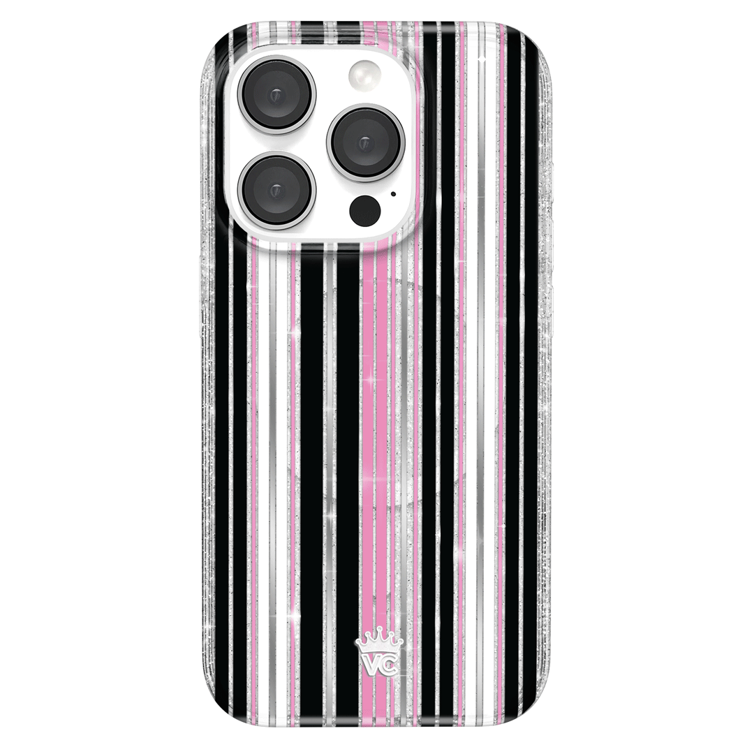 Pretty Punk Stripes Glitter iPhone Case