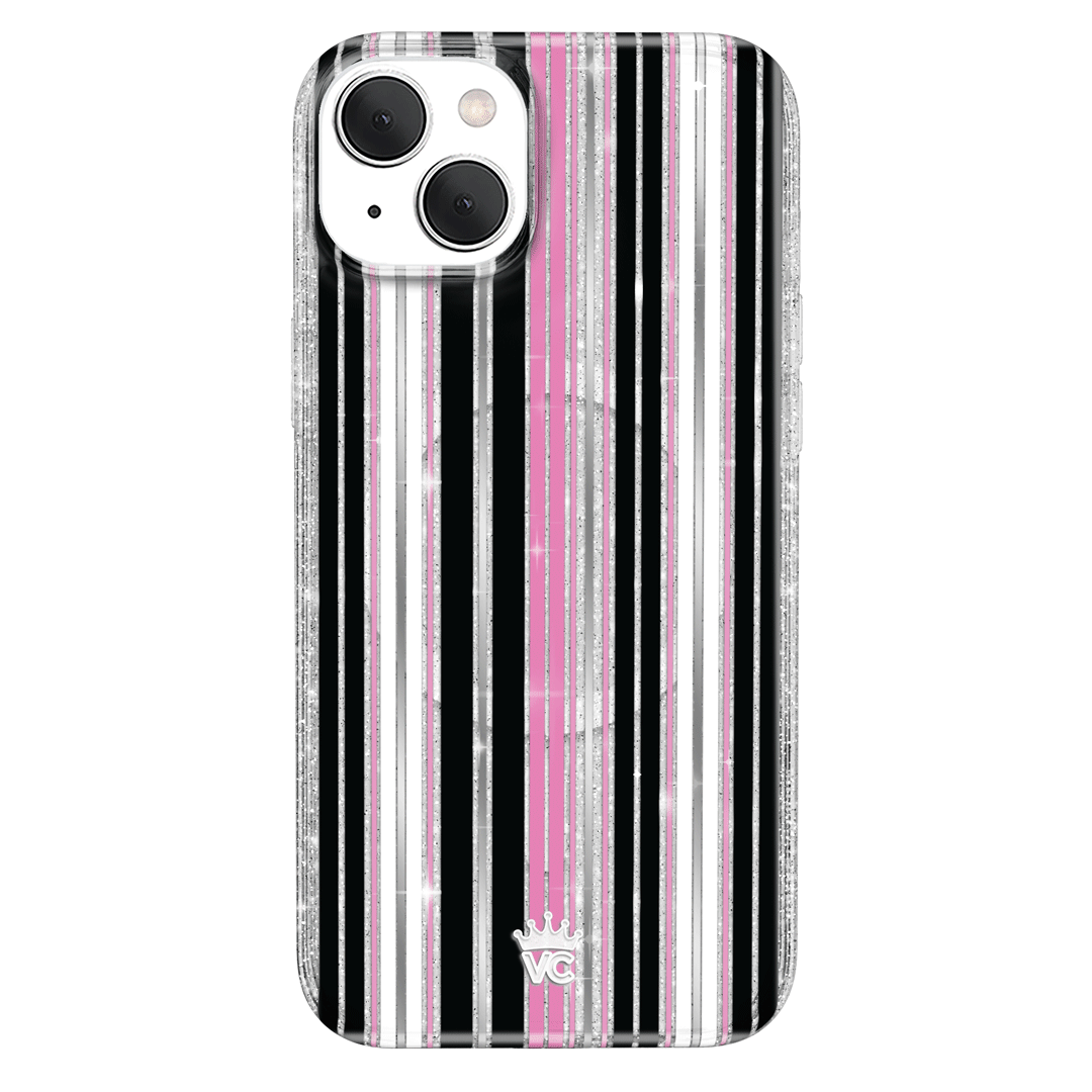Pretty Punk Stripes Glitter iPhone Case