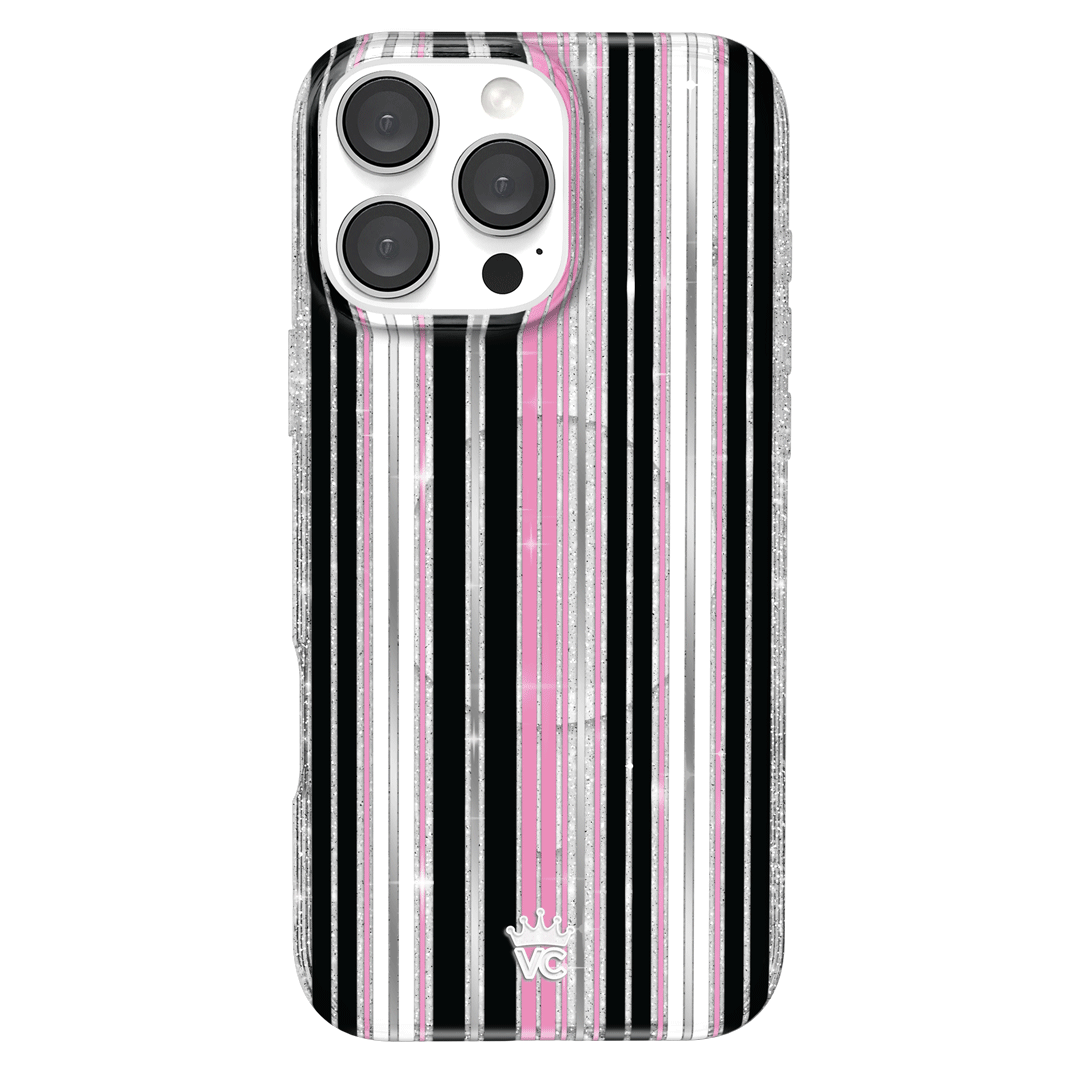 Pretty Punk Stripes Glitter iPhone Case