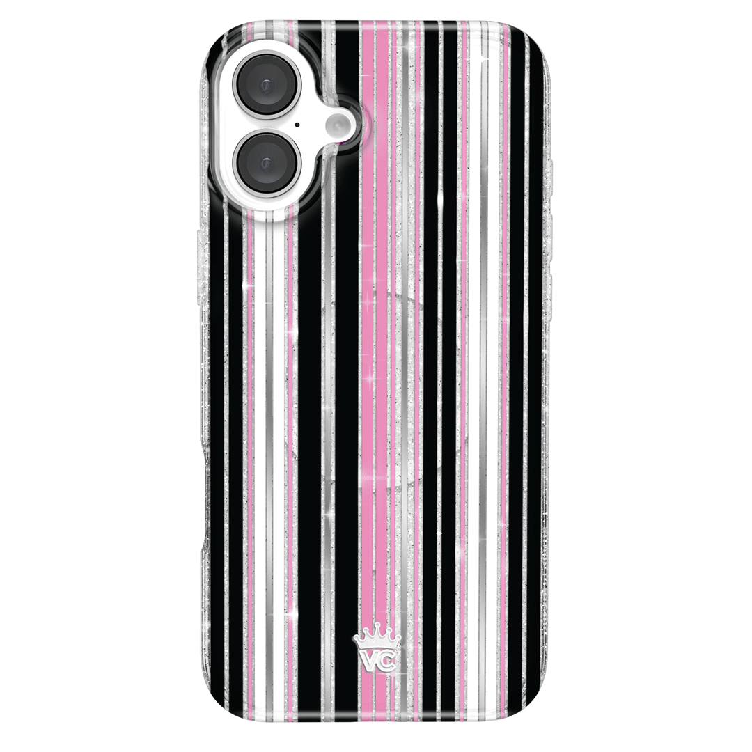 Pretty Punk Stripes Glitter iPhone Case