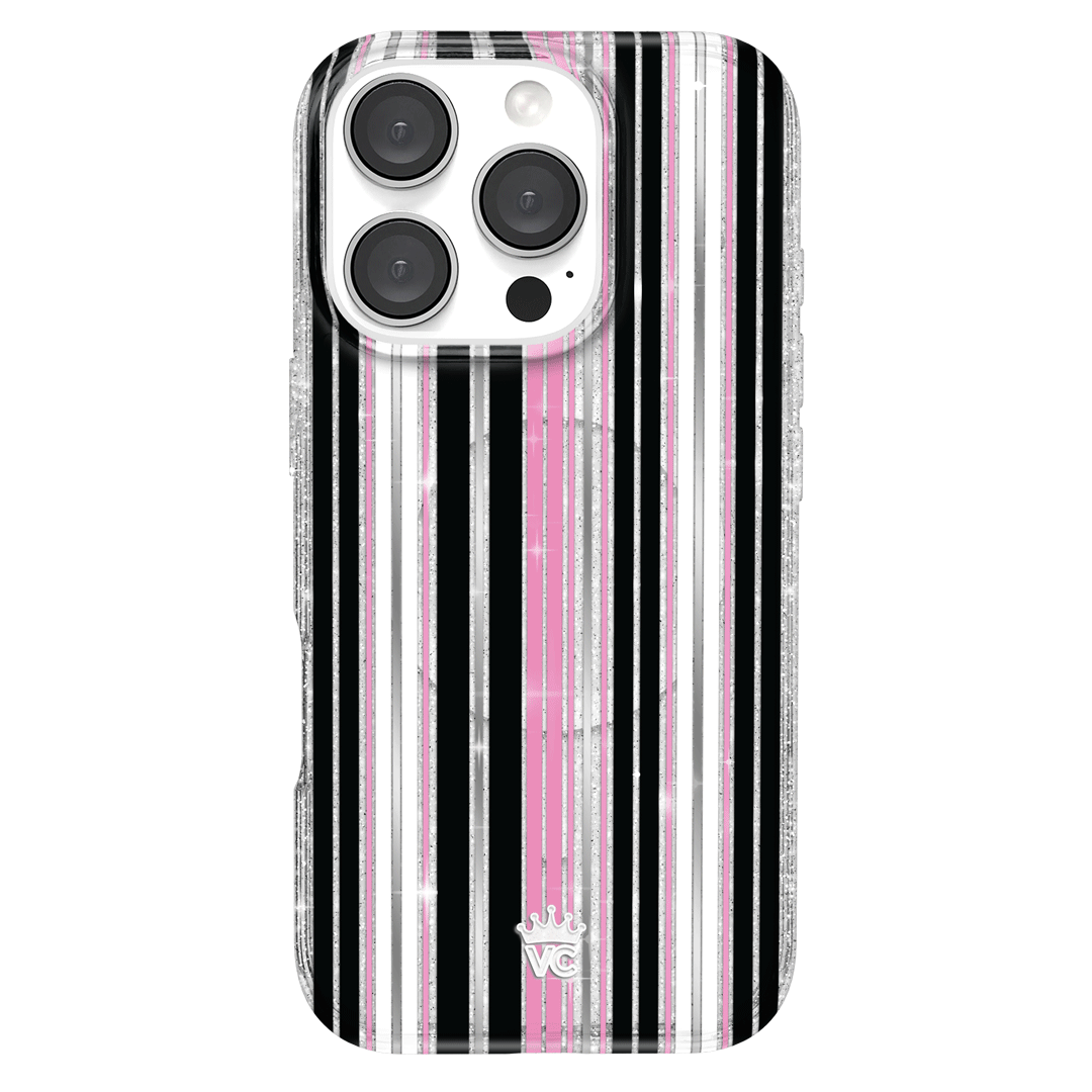 Pretty Punk Stripes Glitter iPhone Case