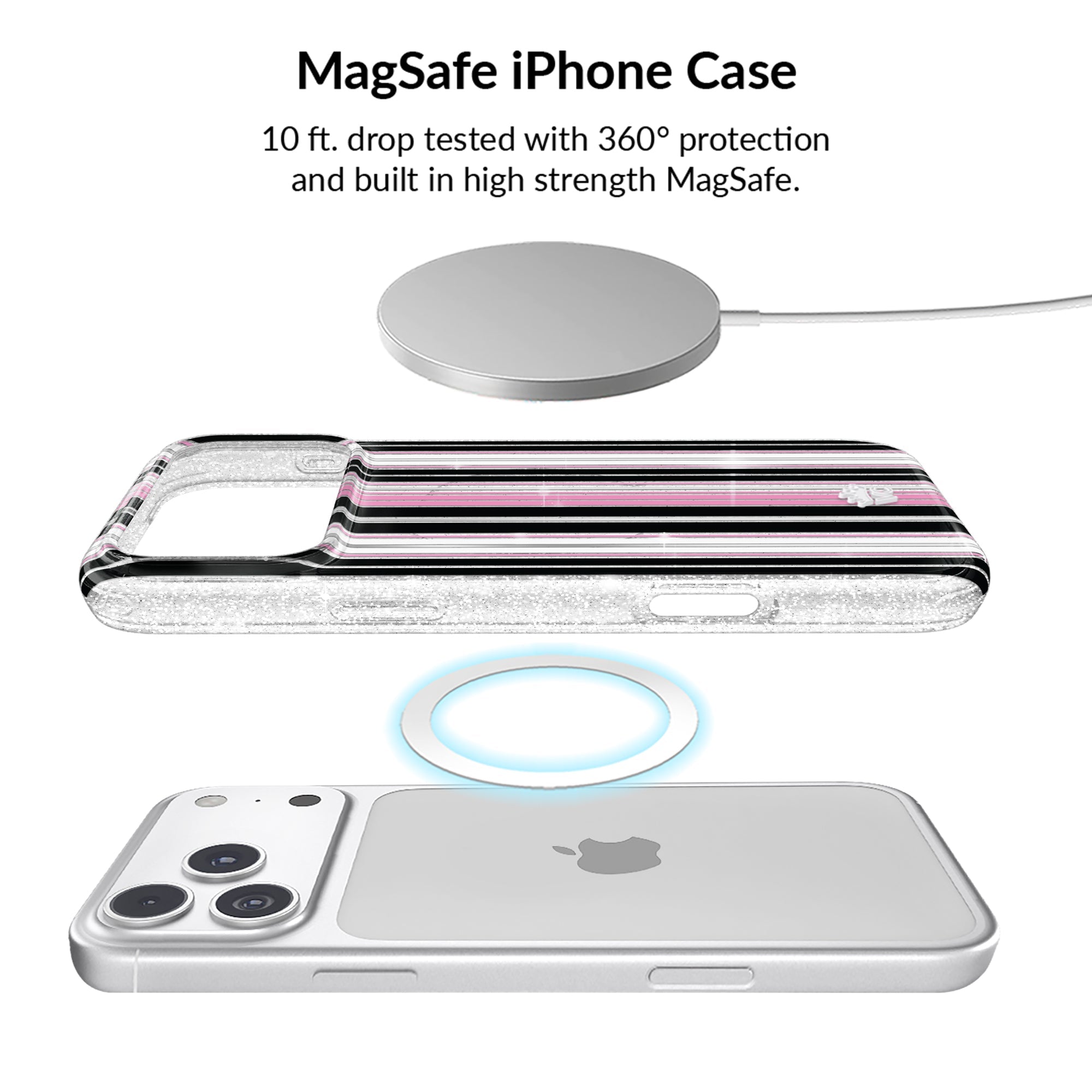 Pretty Punk Stripes Glitter iPhone Bundle Set