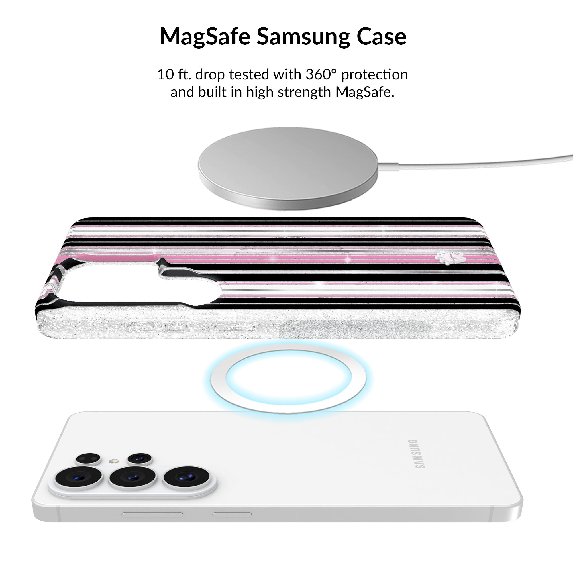 Pretty Punk Stripes Glitter Samsung Bundle Set