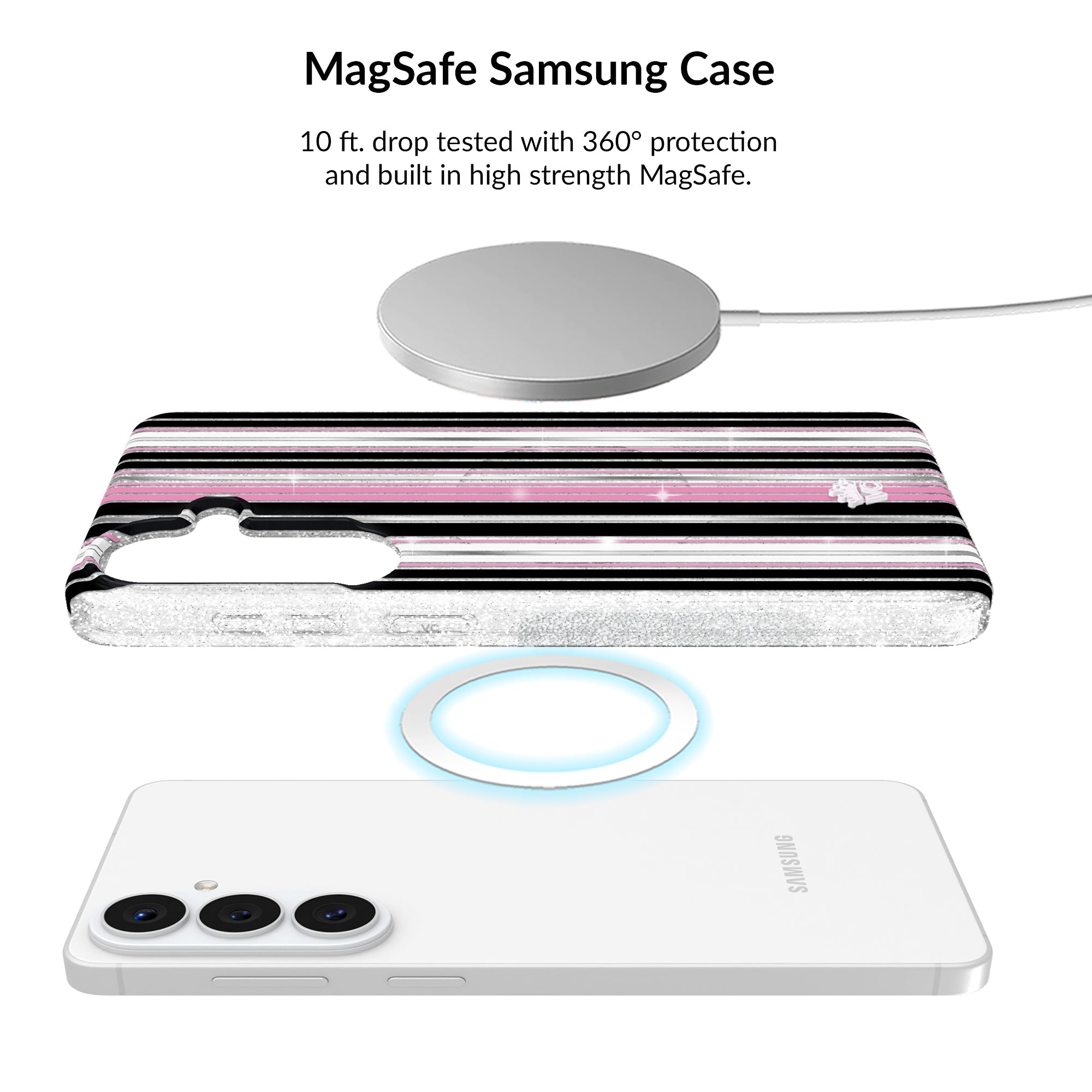 Pretty Punk Stripes Glitter Samsung Bundle Set