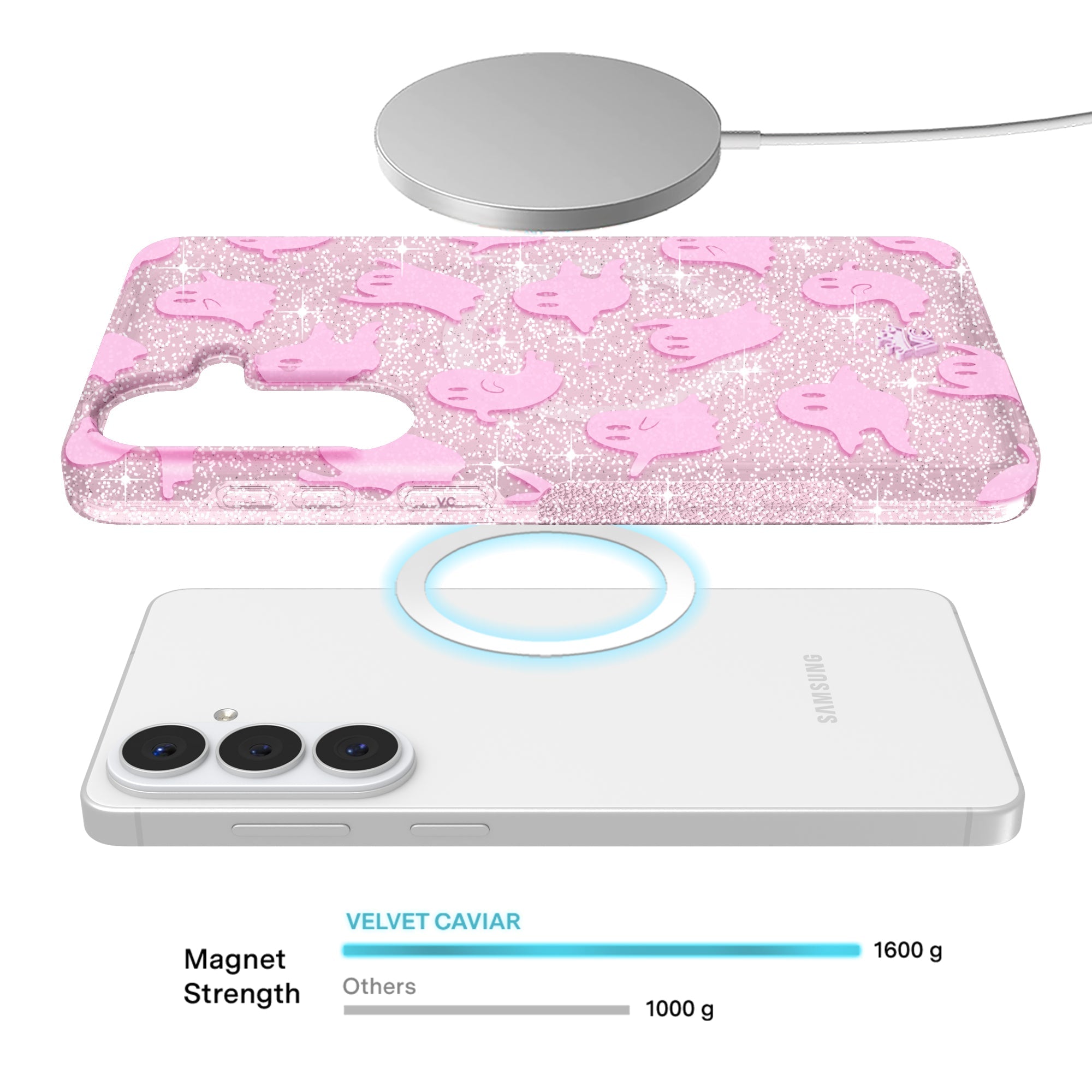 Ghosted Pink Glitter Samsung Case