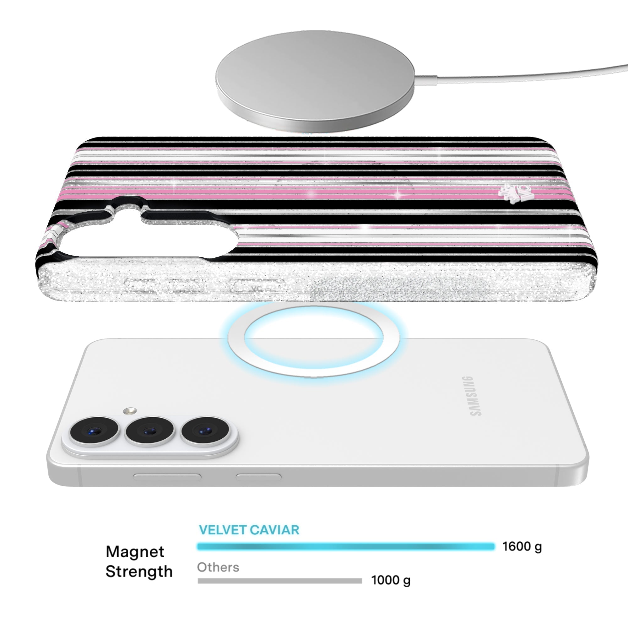 Pretty Punk Stripes Glitter Samsung Case