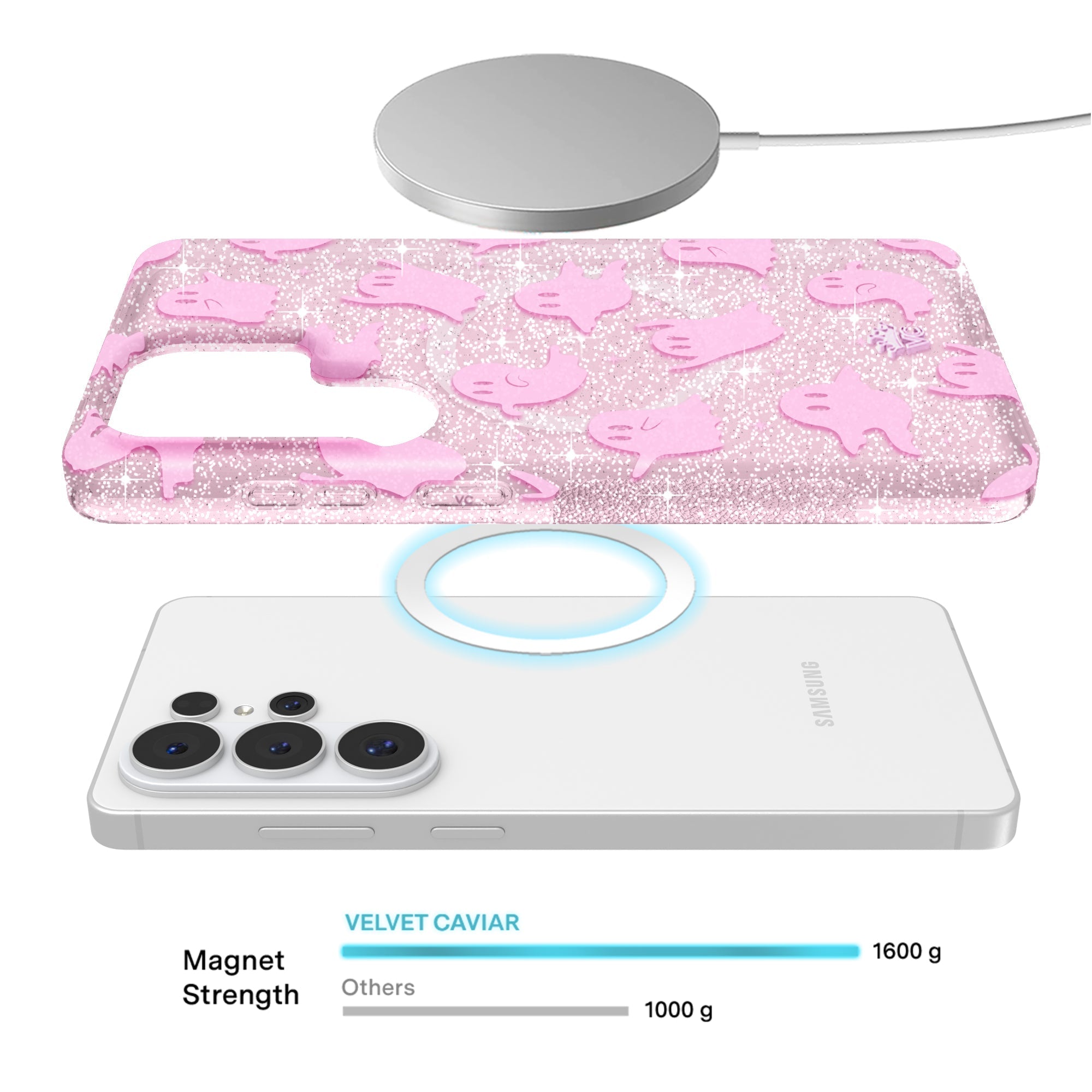 Ghosted Pink Glitter Samsung Case