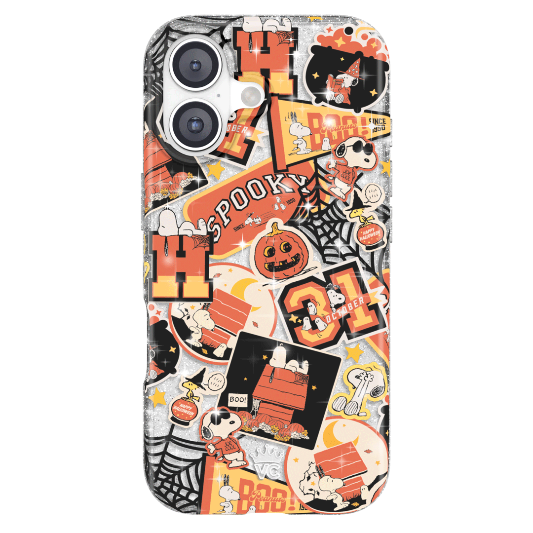 Snoopy Halloween Varsity Glitter iPhone Case