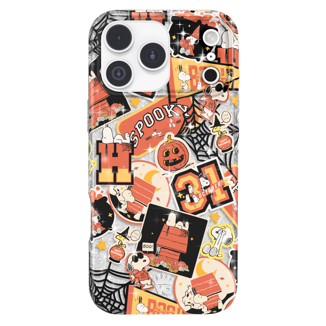 Snoopy Halloween Varsity Glitter iPhone Case