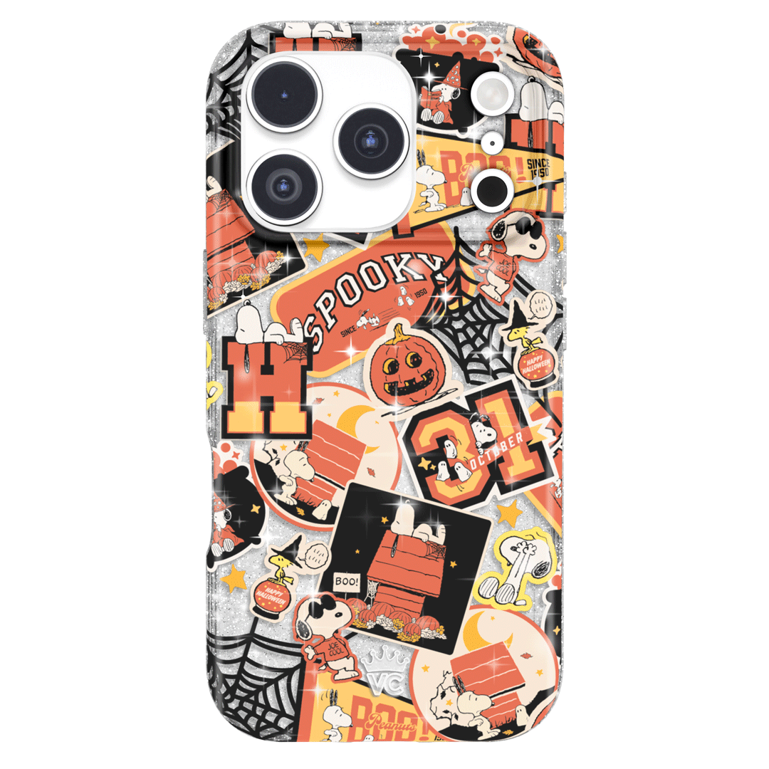 Snoopy Halloween Varsity Glitter iPhone Case