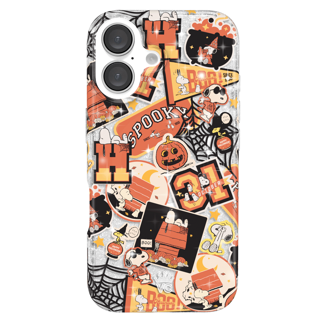 Snoopy Halloween Varsity Glitter iPhone Case