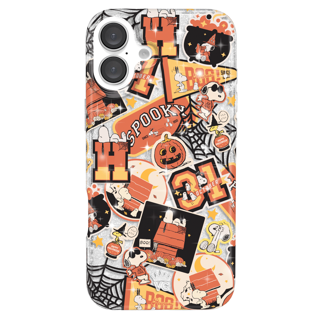 Snoopy Halloween Varsity Glitter iPhone Case