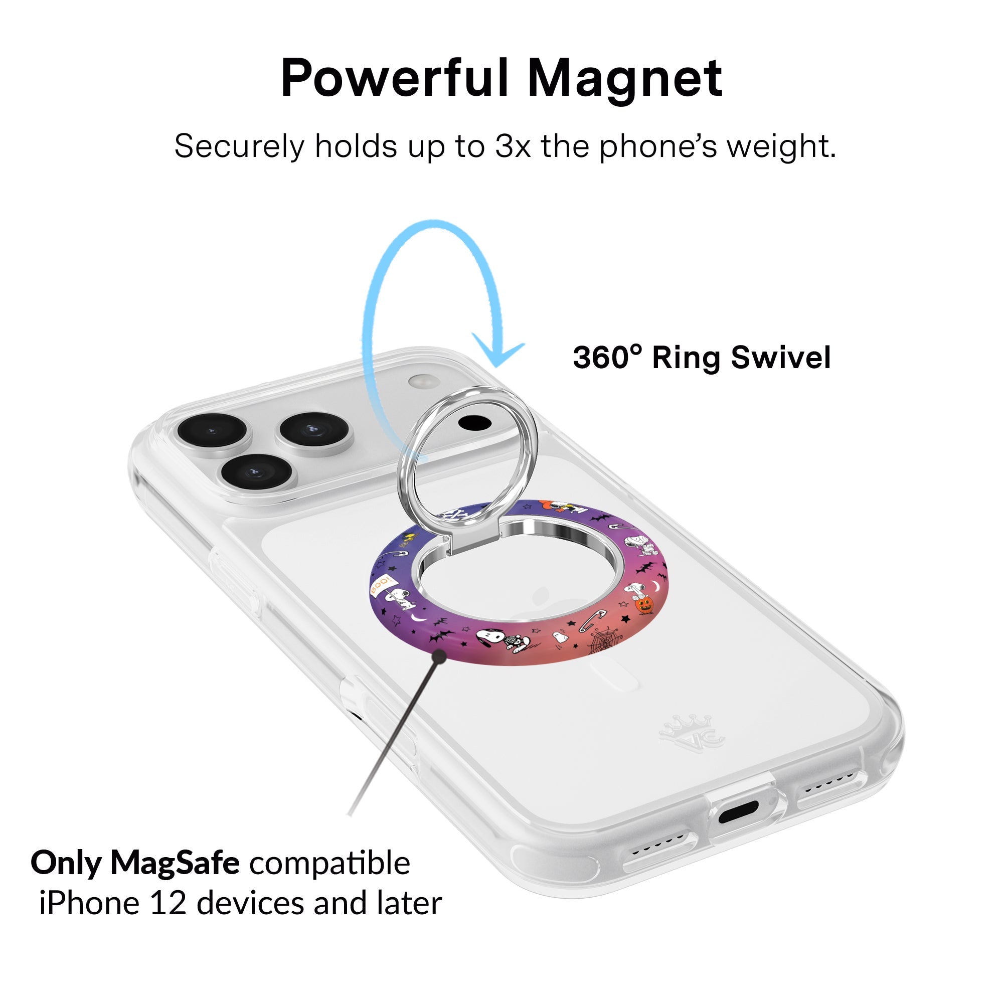 Snoopy Spooky Glitter MagSafe Grip Ring