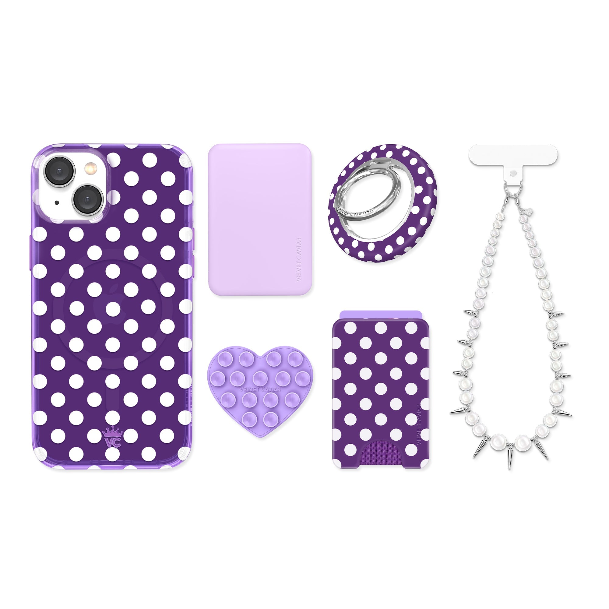 Violet Glow Polka Dot iPhone Bundle Set