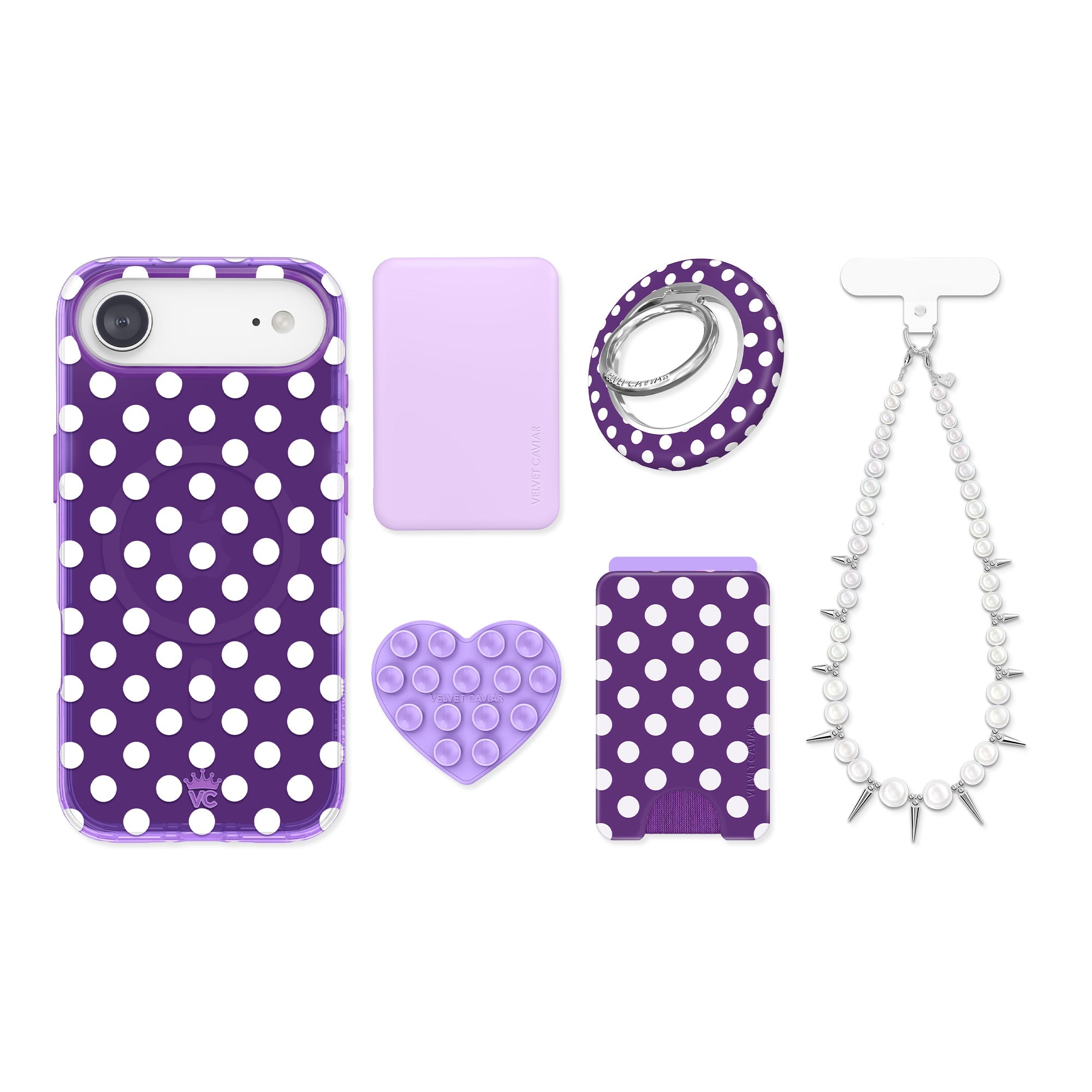 Violet Glow Polka Dot iPhone Bundle Set