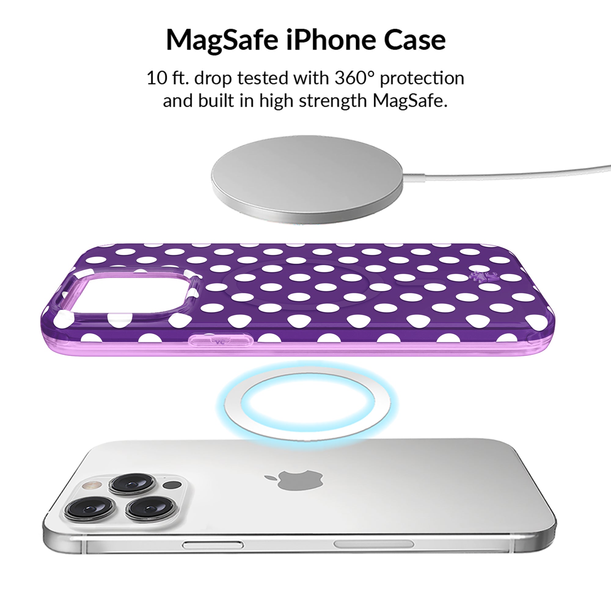 Violet Glow Polka Dot iPhone Bundle Set