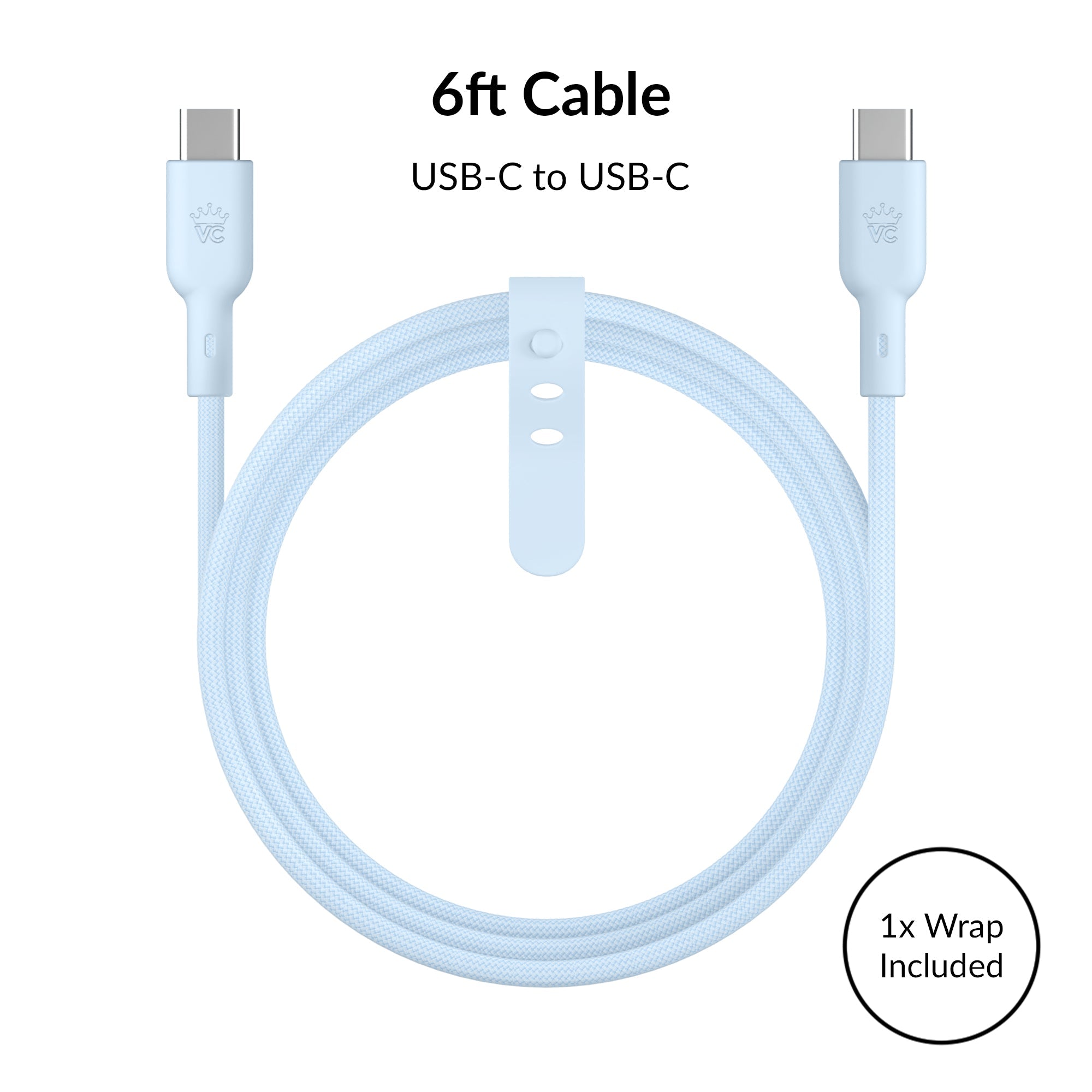 Whisper Blue Fast Charging Set, Dual Port Wall Adapter + 6ft USB-C Cable