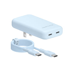 Whisper Blue Fast Charging Set, Dual Port Wall Adapter + 6ft USB-C Cable