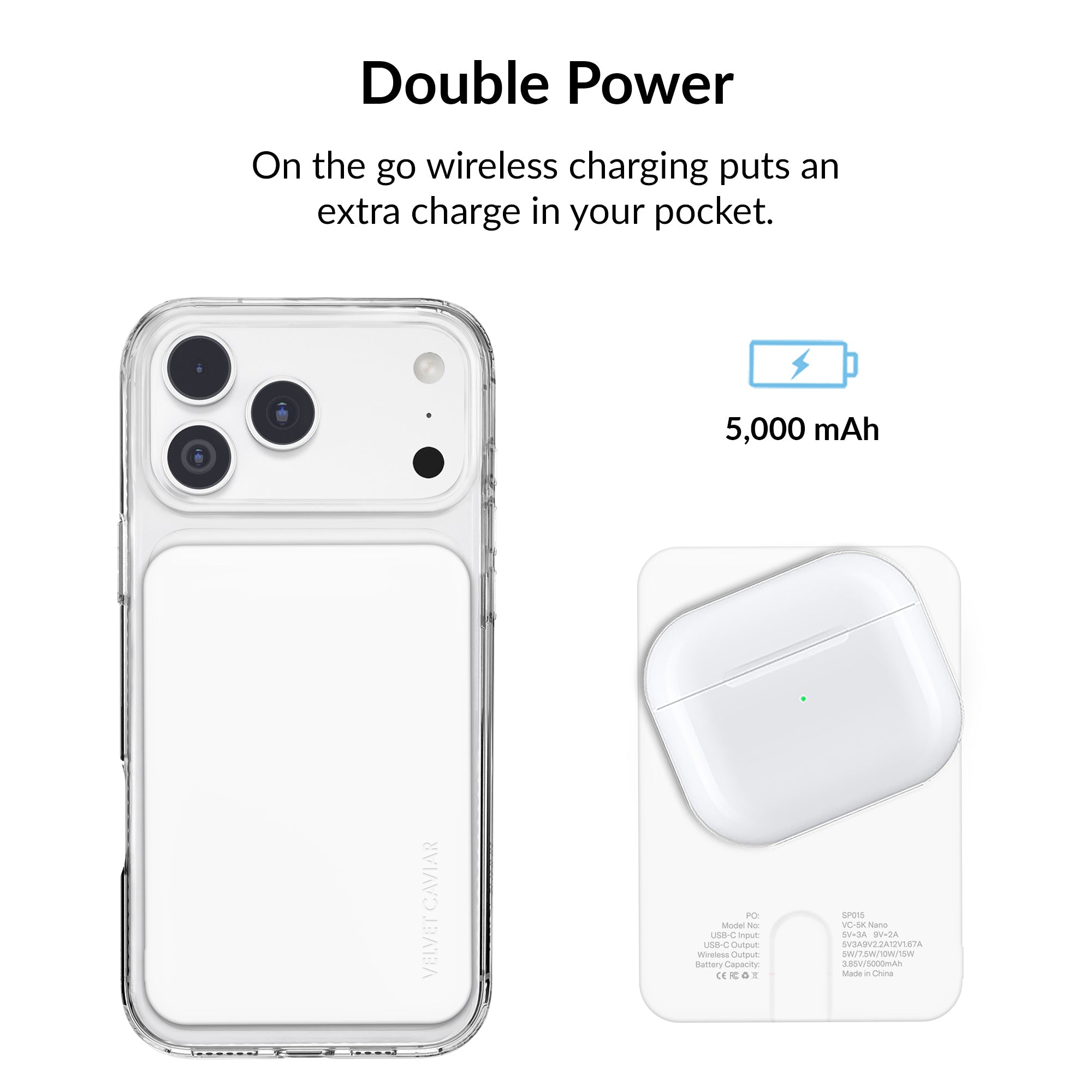 White Slim Portable MagSafe Charger Power Pack