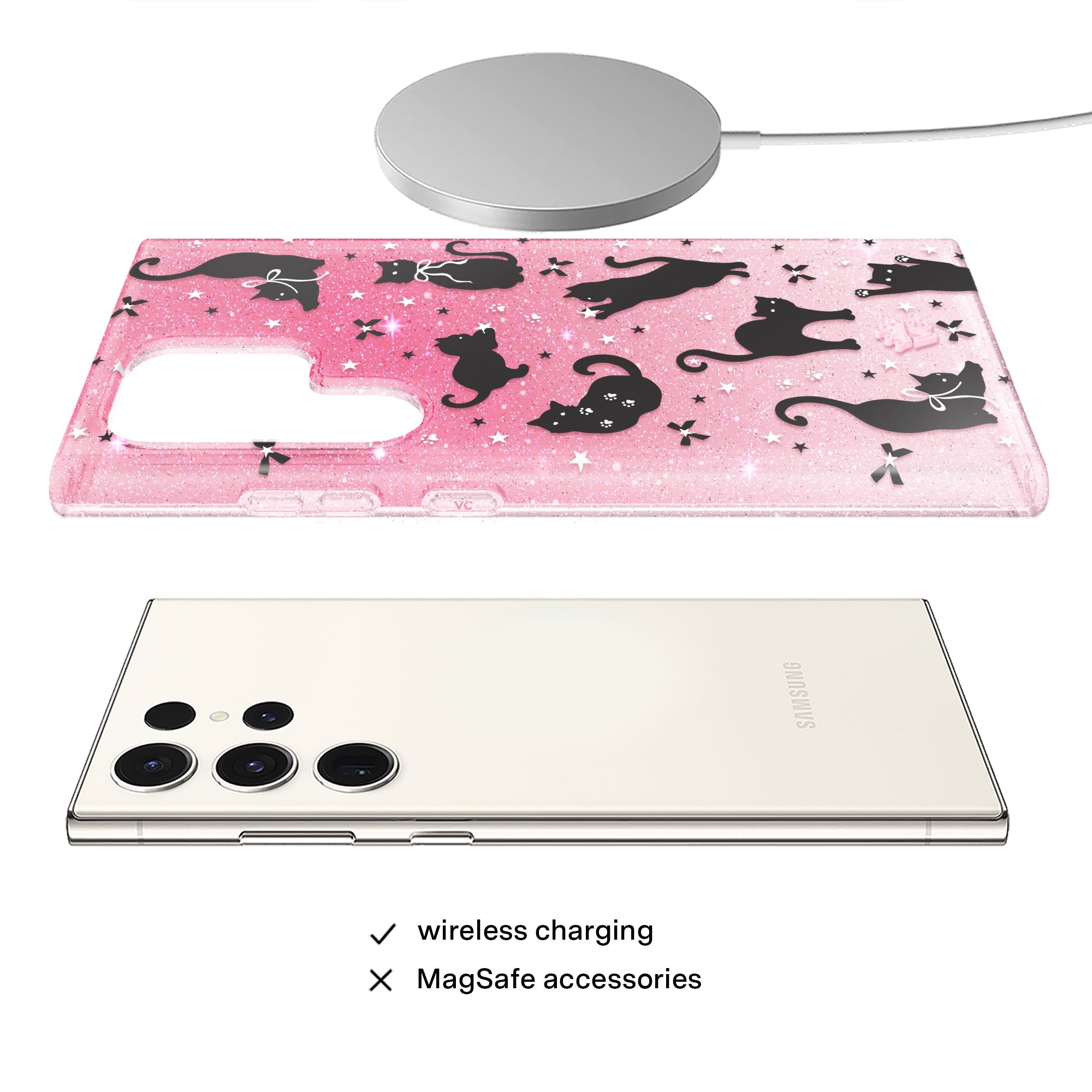 Lucky Kittens Glitter Samsung Case