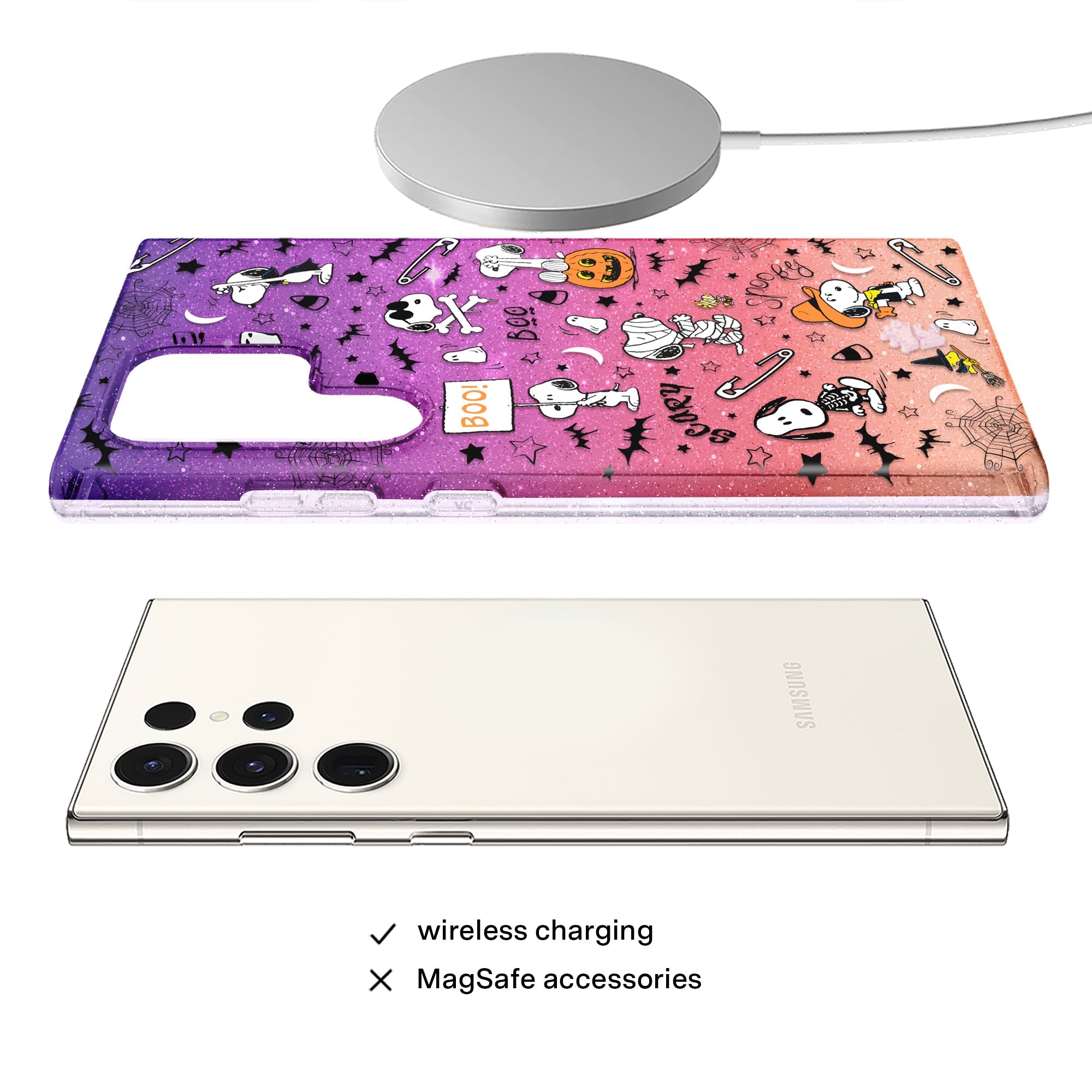 Snoopy Spooky Glitter Samsung Case