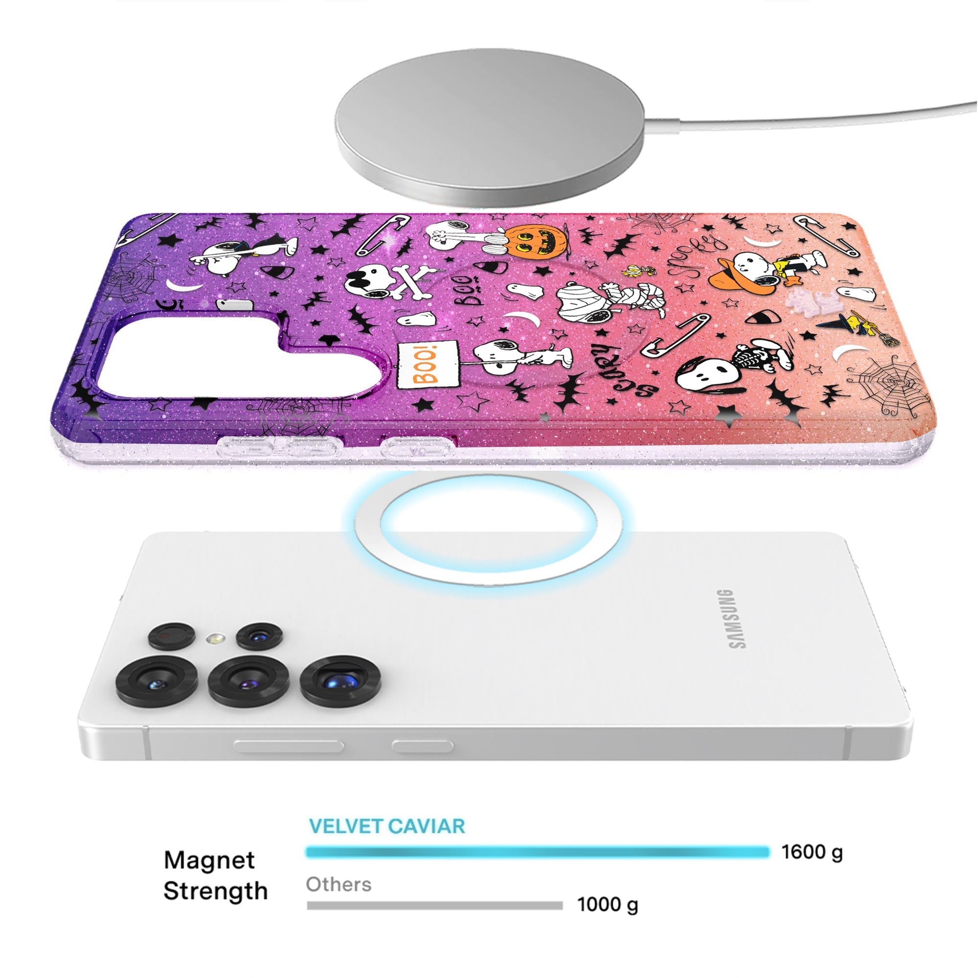 Snoopy Spooky Glitter Samsung Case