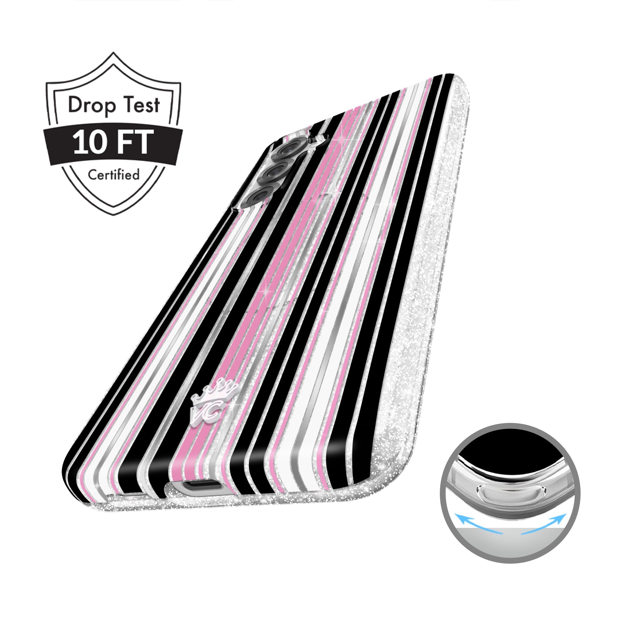 Pretty Punk Stripes Glitter Samsung Case