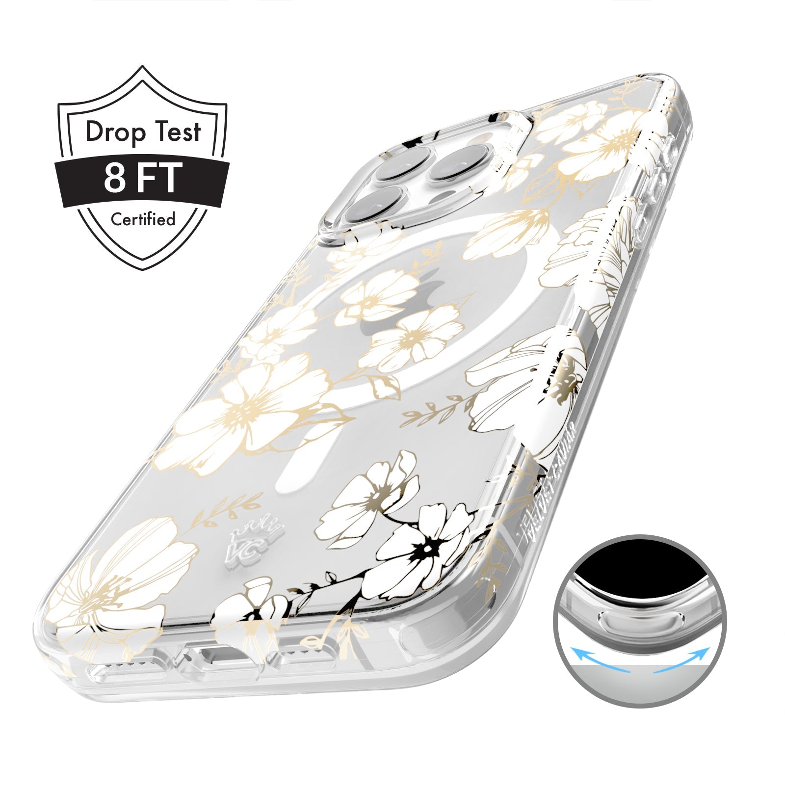 White and Gold Floral Clear iPhone Case