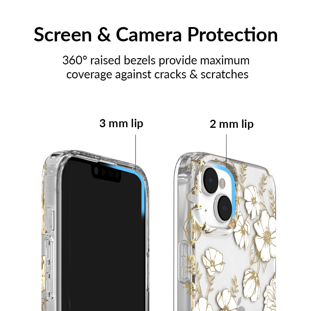 White and Gold Floral Clear iPhone Case